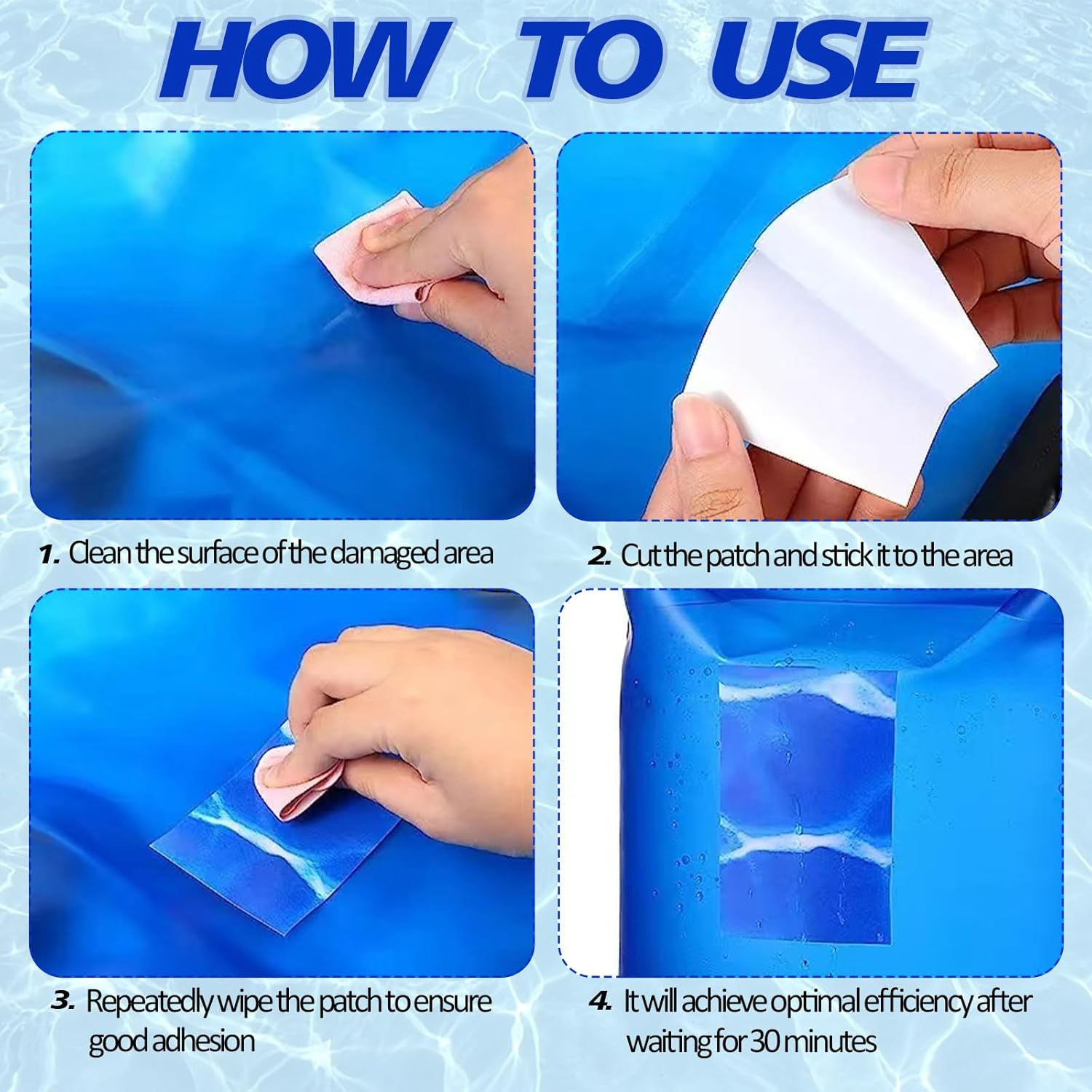 CHEUNGHAO Vinyl Pool Liner Patch Self-Adhesive PVC Repair Patch Rectangle Pool Repair Patch for Swimming Pools Inflatable Boat(Blue,12 X 40 Inch)