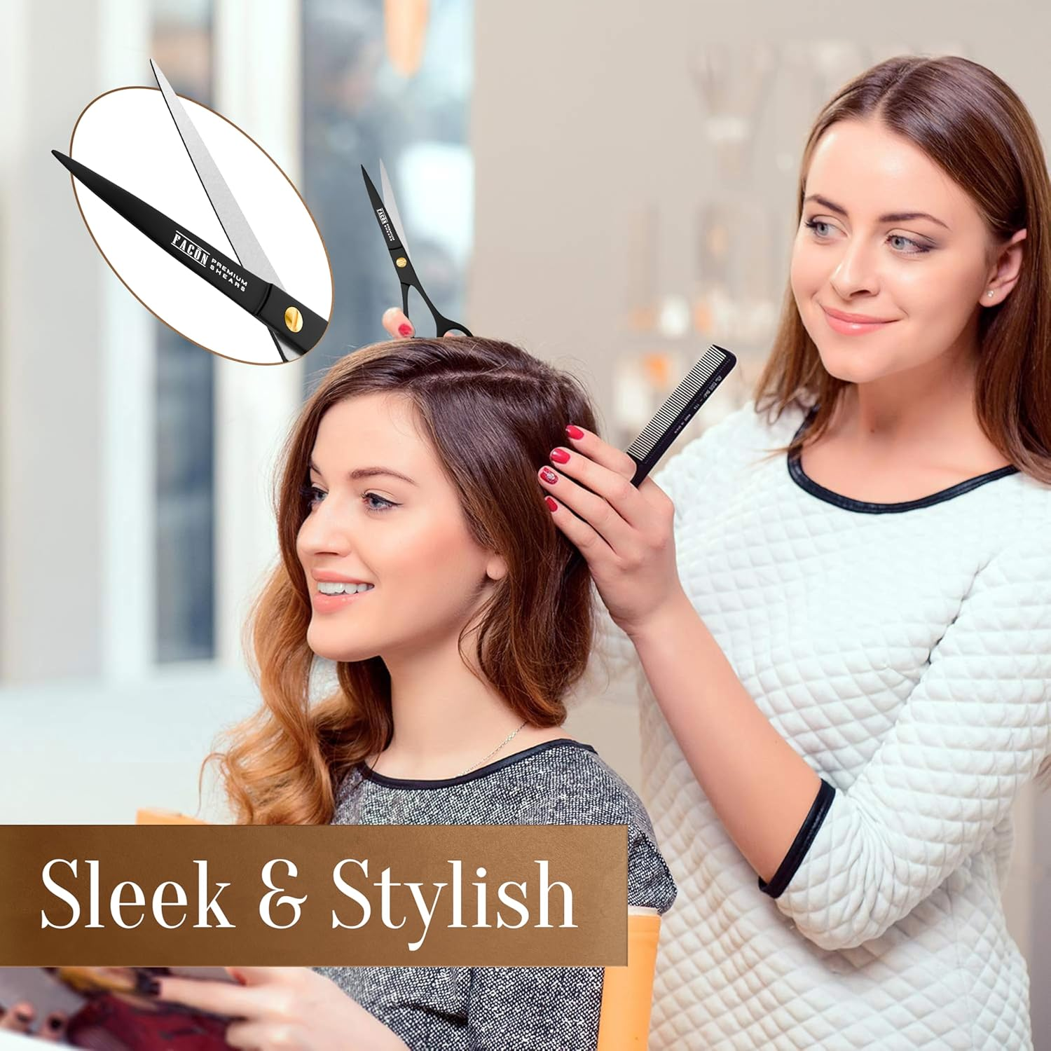 Fac&oacute;n Hair Cutting Scissors - Professional Hair Scissors 6.5 Inch Razor Edge Barber Shears Salon Hair Cutting Shears - Japanese Stainless Steel - Precision Cutting Premium Shears for Men, Women & Kids image number 4