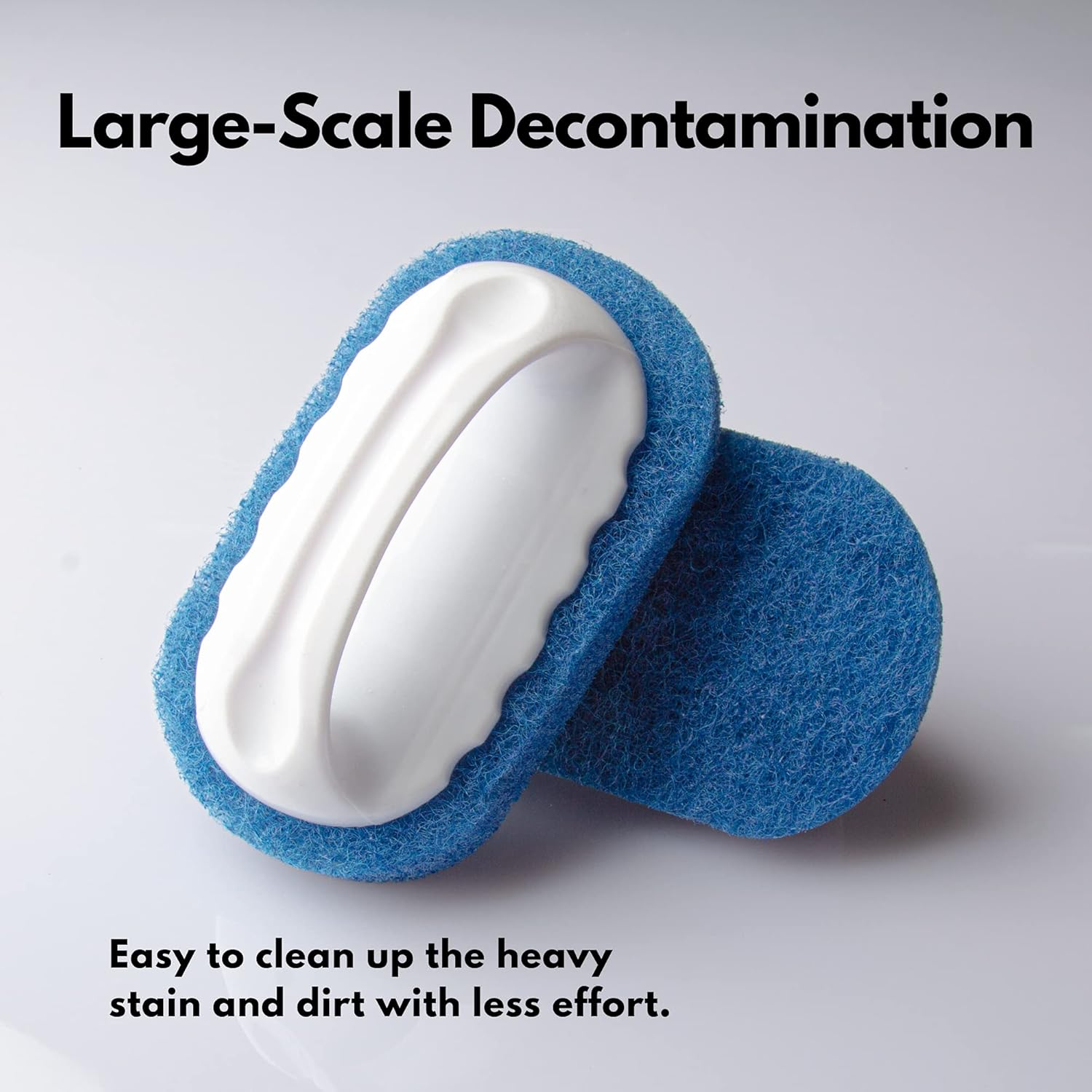 Skylarlife Scouring Pad Brush Cleaning Scrub with Handle Abrasive Pad for Grout Tile Shower and Sink Cleaning, Scrubbing Floor and Tile Boat Polishing Refinishing Bathroom Kitchen Heavy Duty 2 Pack Blue