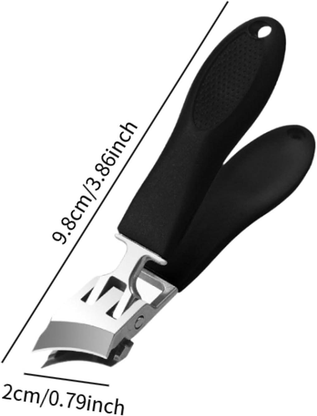 Angled Nail Clippers, Wide Opening for Elderly, Large - Stainless Steel Nail Clippers for Men, Thick Nails, Black