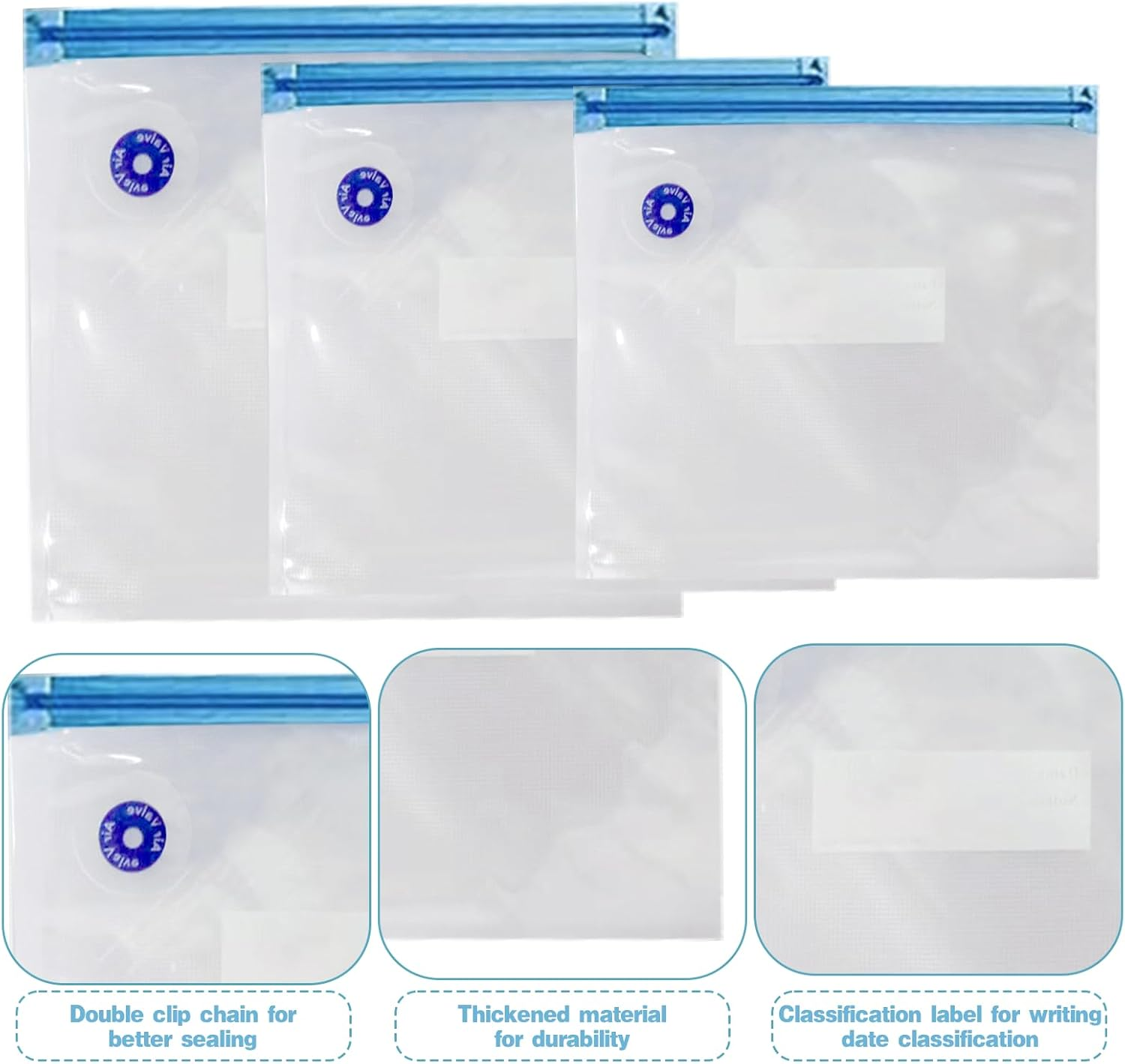 20PCS Reusable Sous Vide Cooking Bags 3 Sizes Vacuum Sealed Bags Sealed Storage Bags for Food Storage Sous Vide Cooking Suitable for Meal Preparation or Storage