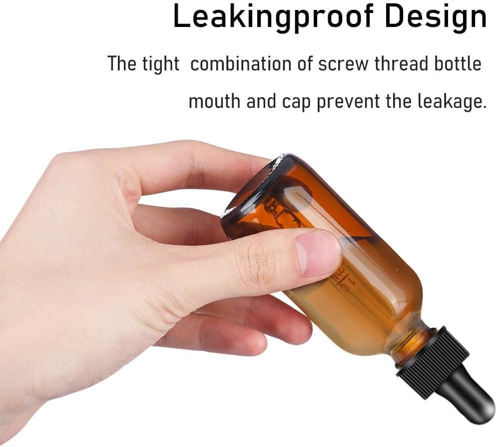 D&D EVA Dropper Bottle 2 Oz, 2 Pack Glass Eye Dropper Bottles with Labels and Funnel, Tincture Bottle with Measured Dropper Leakproof Essential Oils Bottles for Health, Personal Care & Beauty (Amber) - Amber image number 6