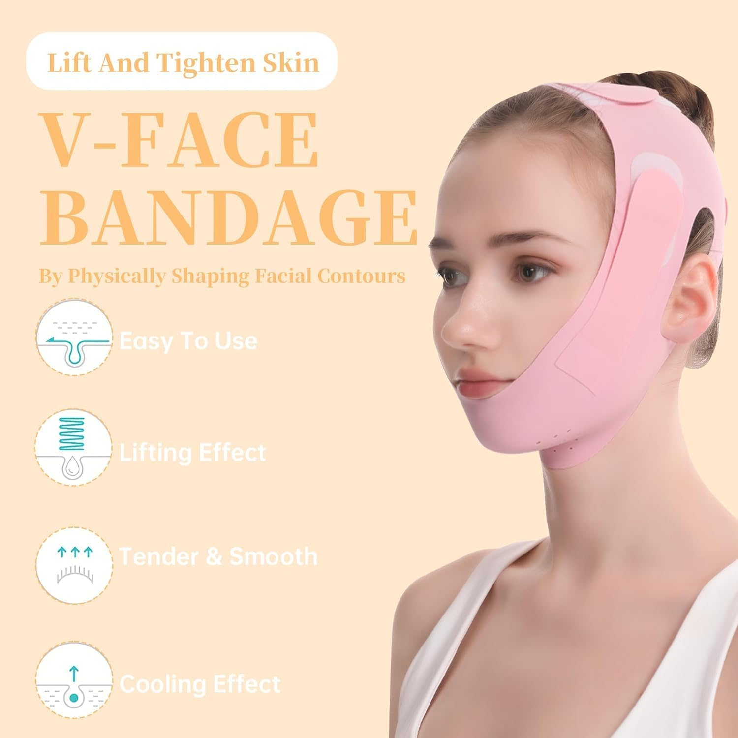V-Line Lifting Collagen Face Mask,V Line Lifting Mask, V Shaped Face Mask, V Shaped Contouring Face Mask, Face Lifting Strap, Face Toning Belts, Jaw Exerciser, Washable and Reusable image number 3