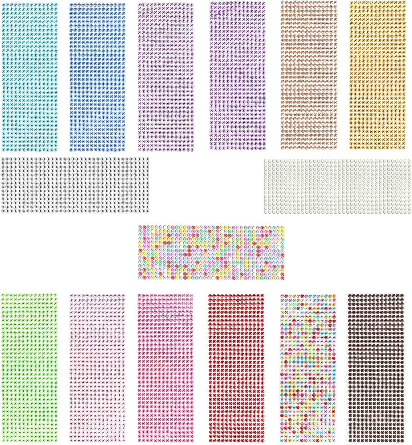 7560Pcs Gem Stickers,Betterjonny 15 Sheets 6Mm Self-Adhesive Rhinestones for Crafts round Bling Jewels Stickers Acrylic Decorative Diamond Stickers Colorful Embellishments Sheet for Nail Makeup Art&hellip; image number 3