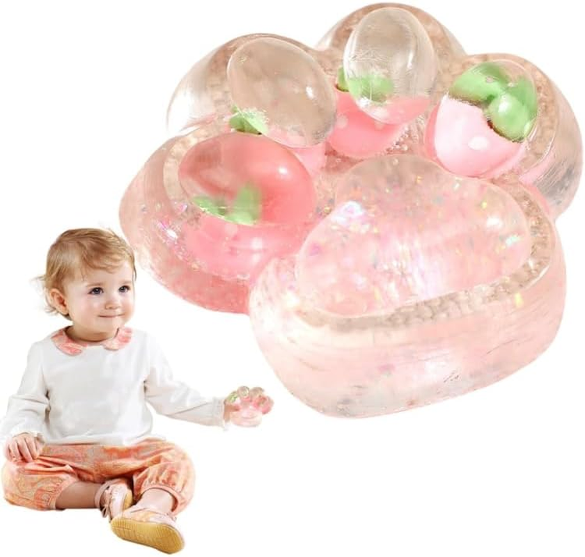 RUOXGZP 2Pcs Cat Paw Squeeze Toys, Silicone Taba Cat Paw Squeeze Fidget Toy, Cute Soft Multicolor Cat Paw Squishys Sensory Toy, Super Soft Squeeze Fidget Toys, for Stress Relief Kids and Adults image number 1