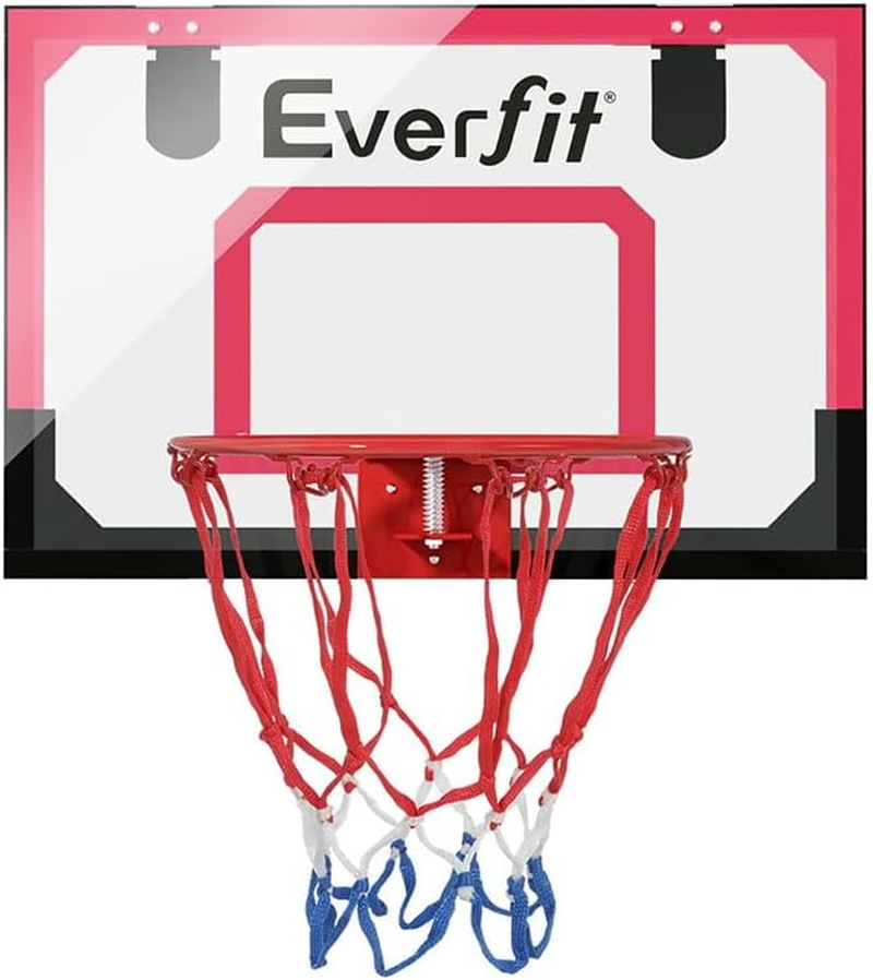 Everfit 23" Mini Basketball Hoop for Kids Adult, Indoor Door Basket Ball Hoops Net Wall Backboard, Wall-Mounted Toys Home Room for Sports Exercise Playing Game, Red