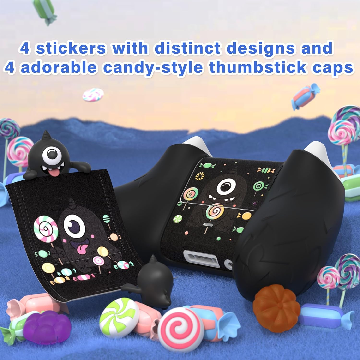 Playvital Monoeye Monster Cute Silicone Cover for Xbox Series X/S Controller, for Xbox Core Controller Grip Case, Anti-Slip, Full Protection, Includes Joystick Caps and Stickers, Black image number 1