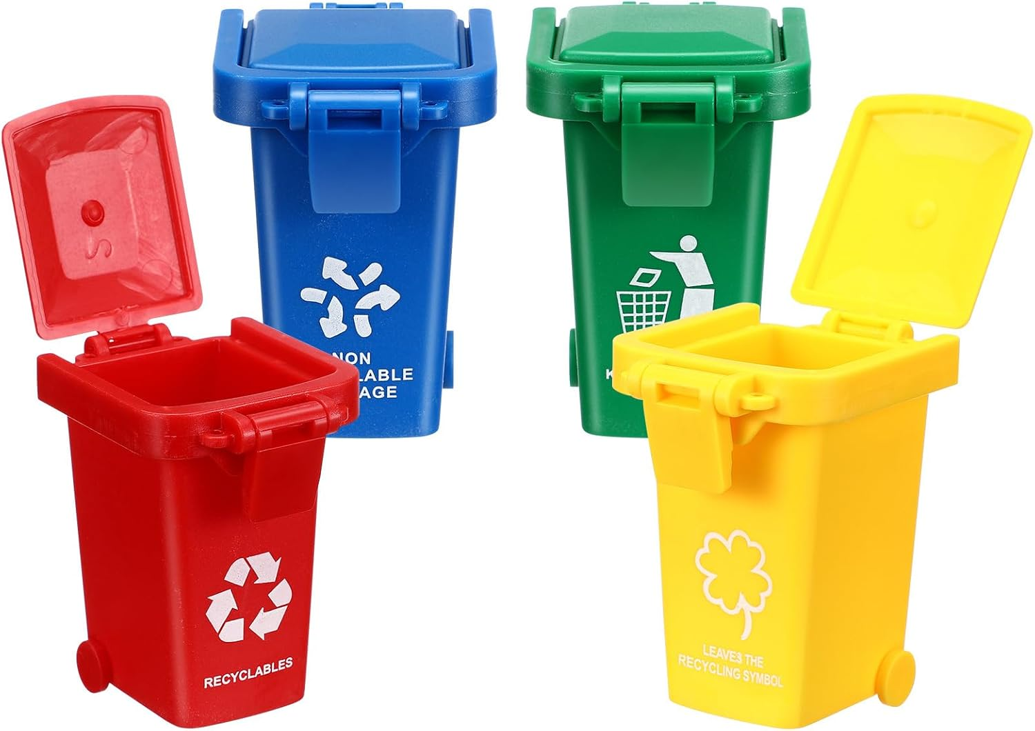 Abaodam 4Pcs Mini Trash Can Mini Desk Trash Can Tiny Curbside Garbage Bin Miniature Garbage Cans with Lid Small Garbage Bin Model for Kids Toddlers Toys image number 6