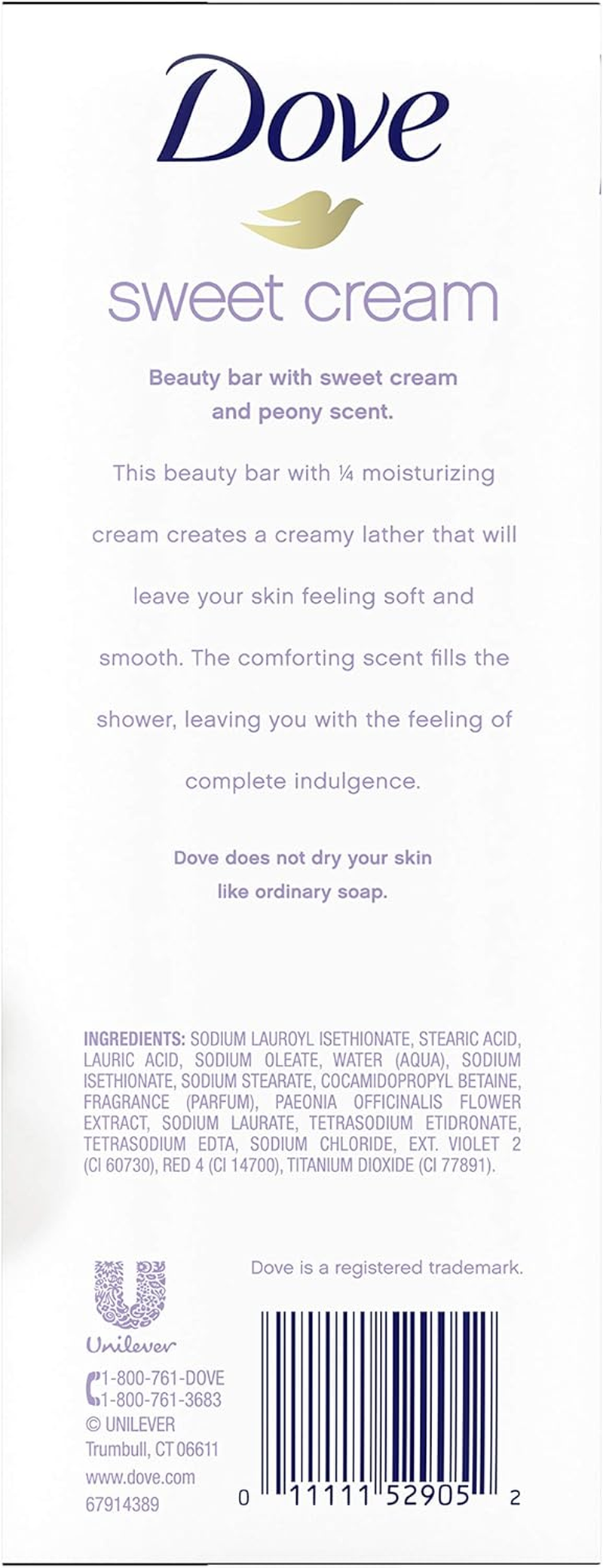 Dove Purely Pampering Beauty Bar, Sweet Cream & Peony 4 Oz, 6 Bar image number 5