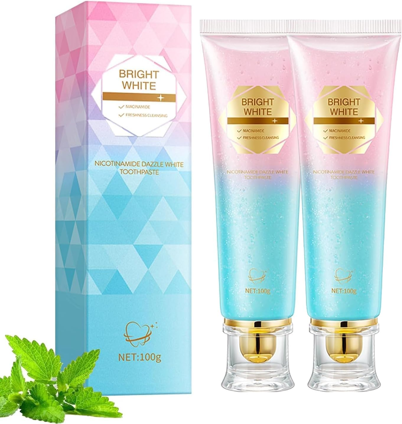 2 PCS Niacinamide Toothpaste, Natural Niacinamide Whitening Toothpaste with Brighter Teeth, Improves Gum Health, Remove Tooth Stains, Fresh Breath, Gentle Formula for Sensitive Teeth