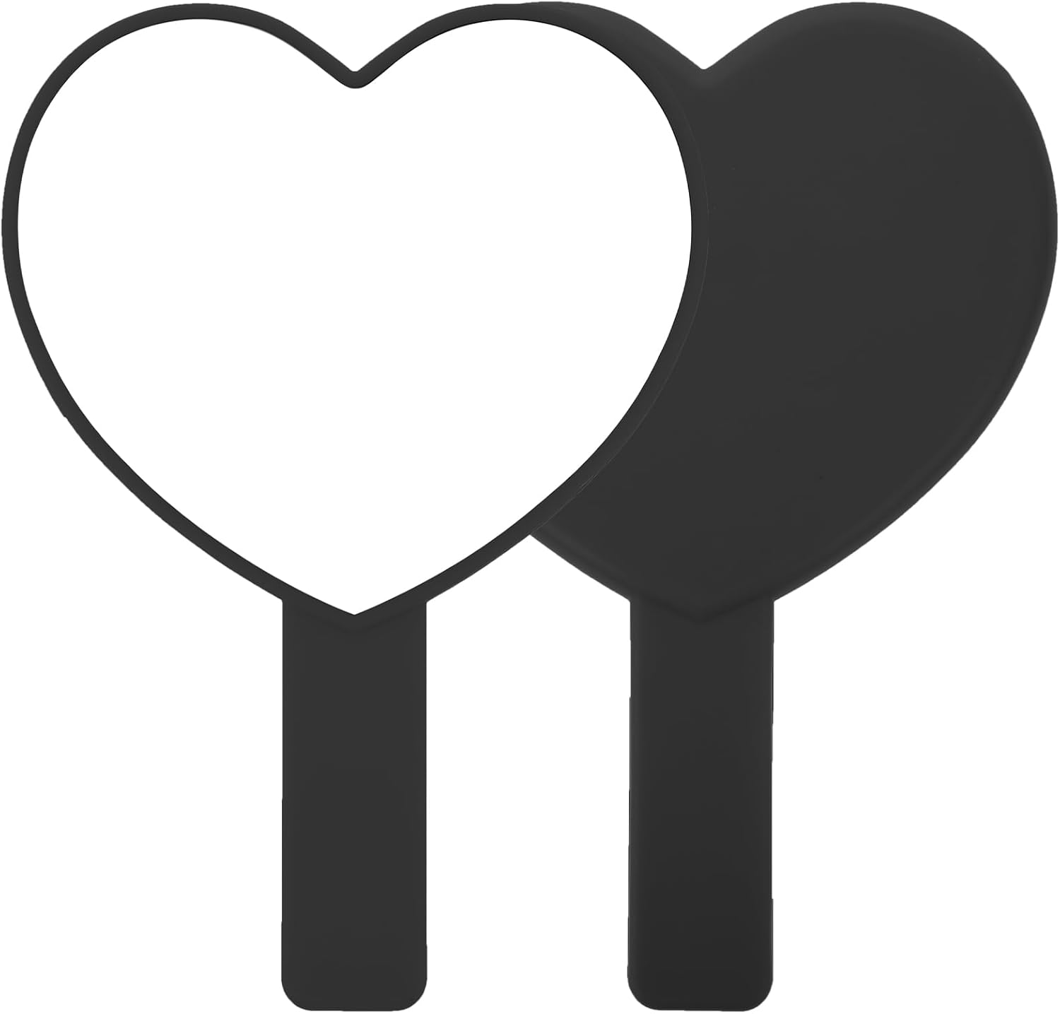 Heart-Shaped Travel Handheld Mirror - Heart-Shaped Makeup Hand Mirror with Handle - Portable Cosmetic Mirror for Women (Black) - Black image number 6