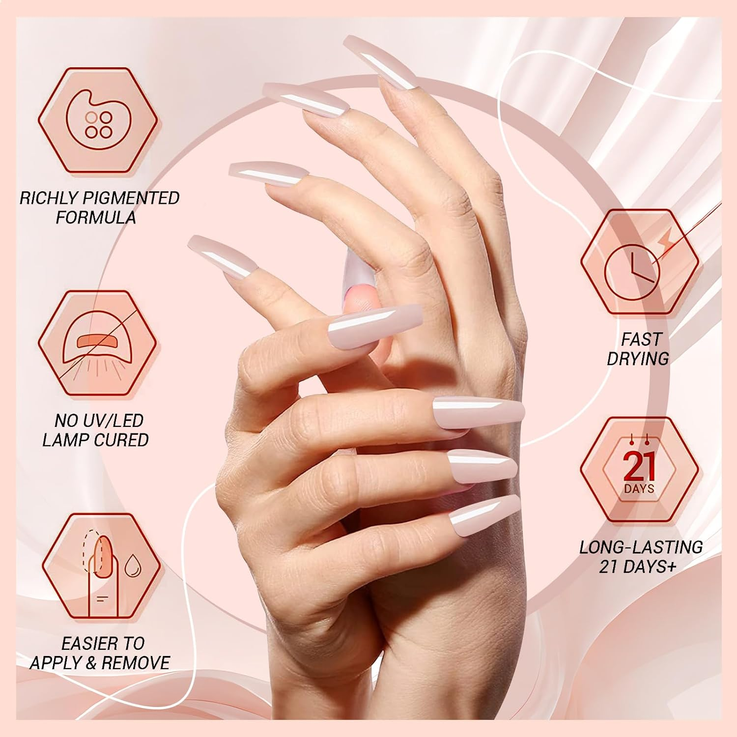 Acrylic Powder Clear White Nude Colored Polymer Nail Art for Acrylic Nails Extension No Need Nail Lamp, 1 Oz (Hj-Nap017-Nude) image number 1