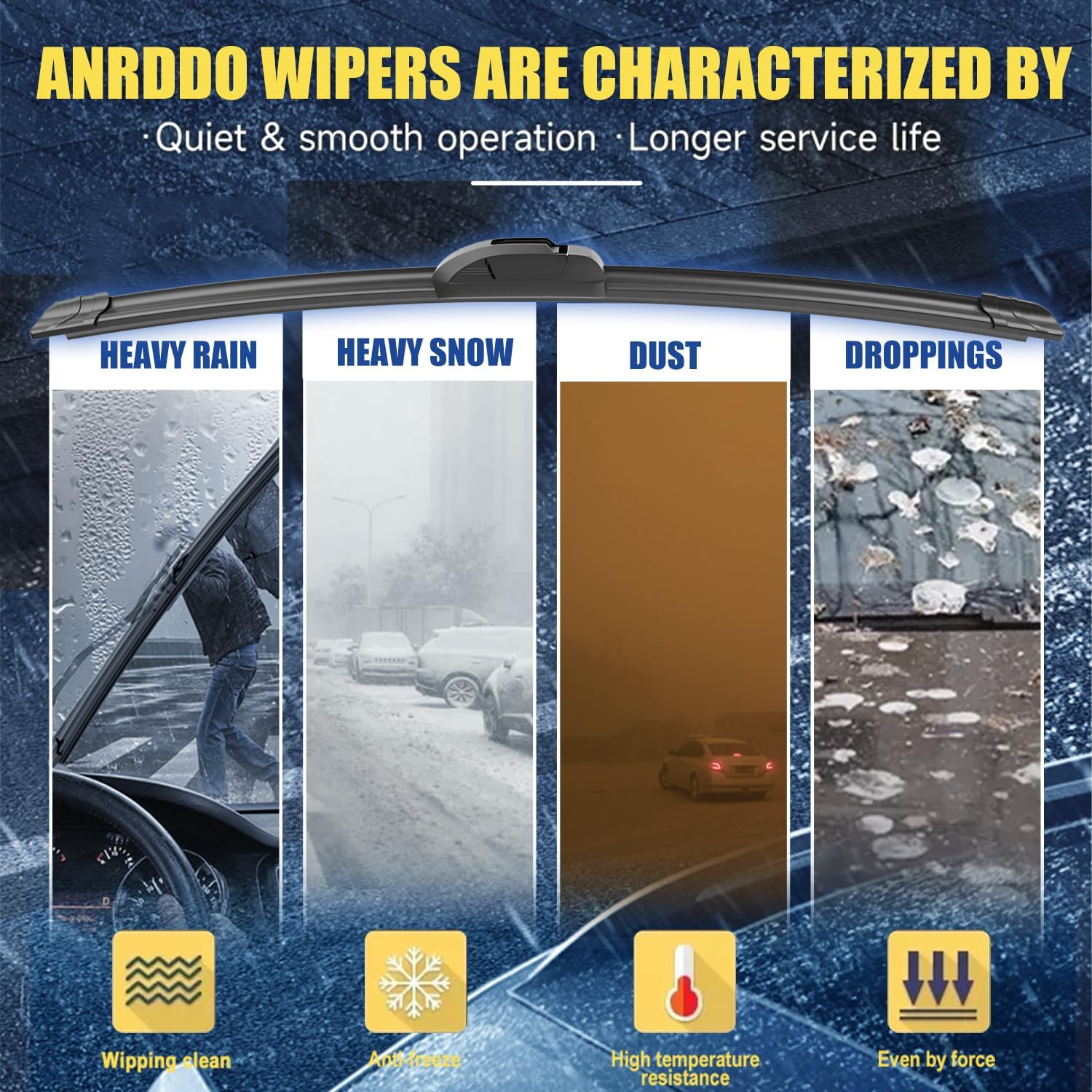 3 Wipers Factory Replacement for 2014 2015 2016 2017 2018 2019 2020 2021 Jeep Cherokee Original Equipment Windshield Wiper Blades Set 26"+18"+14" (Set of 3) image number 6