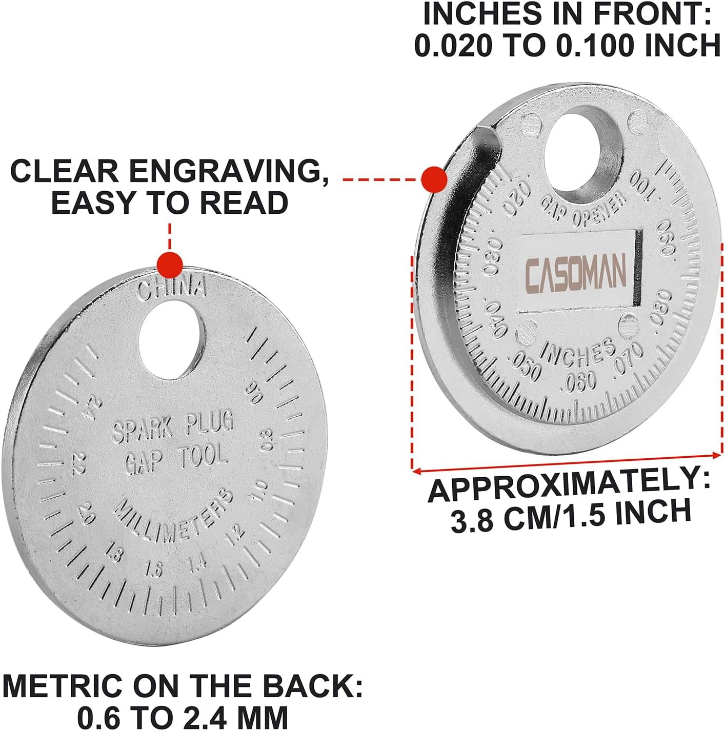 3/8-Inch Drive Spark Plug Socket Set, 6-Point, Include Extension Bar, Universal Joint & Spark Plug Gapper, 8Piece Set, CR-V Steel image number 6