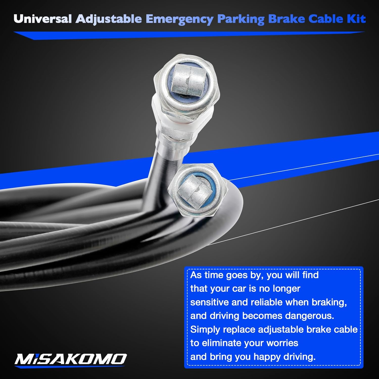330-9371 Parking Brake Cable Universal Adjustable Emergency Parking Brake Cable Kit Fits for Wilwood Brake System Includes Mounting Hardware Replace # 330-9371 140-14415-R image number 3
