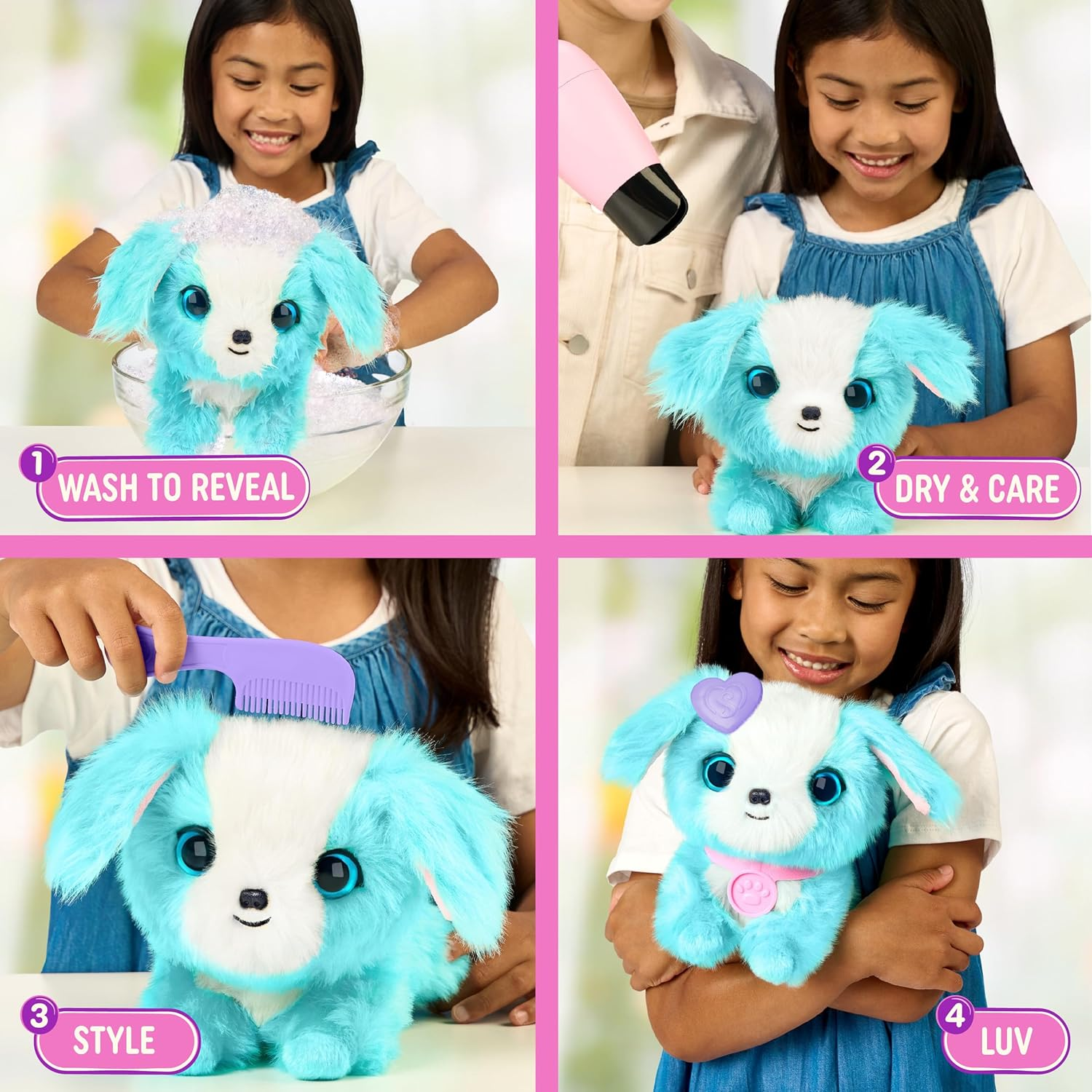 Scruffaluvs Pet Scruffs Blue - Mystery Plush Toy, 19Cm (7.5") Tall - Wash to Reveal 1 of 3 Rescue Pets: Puppy, Bunny, or Kitty - Includes 22Cm (8.7") Deluxe Pet Carrier. Styles May Vary. image number 5