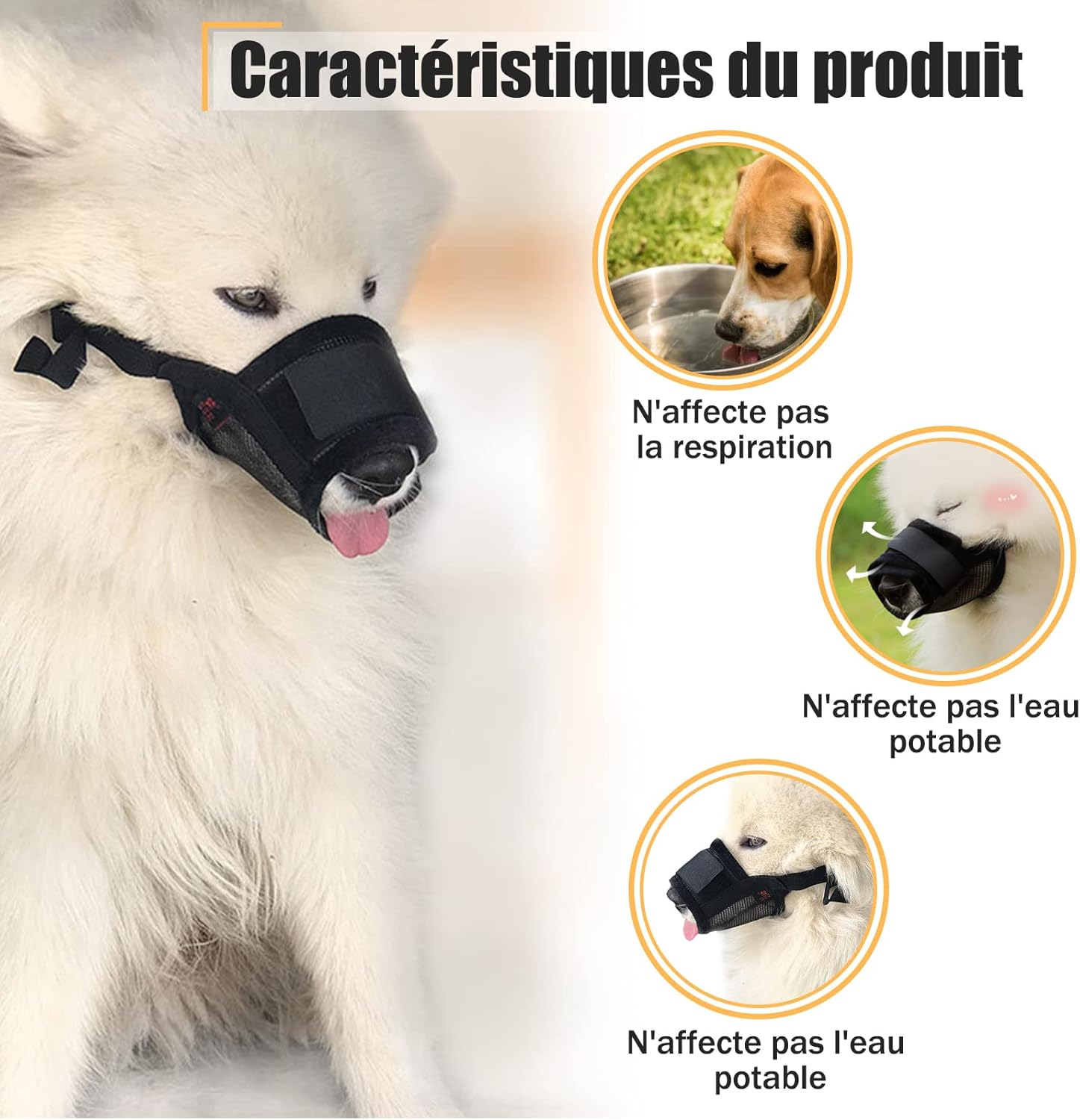 Muzzle for Dogs, anti Biting, Breathable and Chewing with Comfortable Nylon Mesh Soft Fabric and Adjustable Loop, Suitable for Small, Medium and Large Dogs (M) image number 2