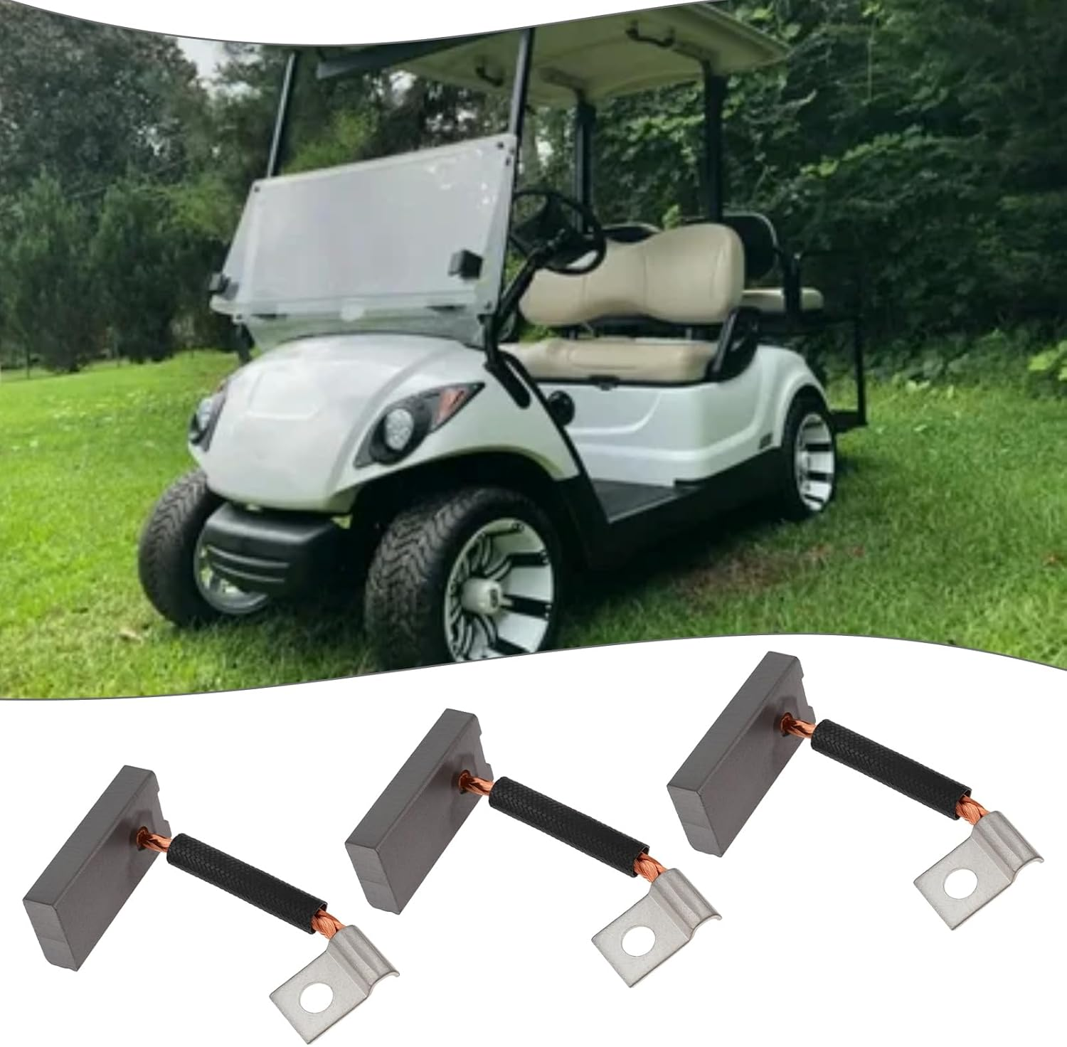 Ecsing 4Pcs Golf Cart Starter Generator Brushes Set Replacement Part 101869302 26658G01 30443-77 JF2-81111-00-00 Compatible with EZGO Gas (1978-Up) image number 1