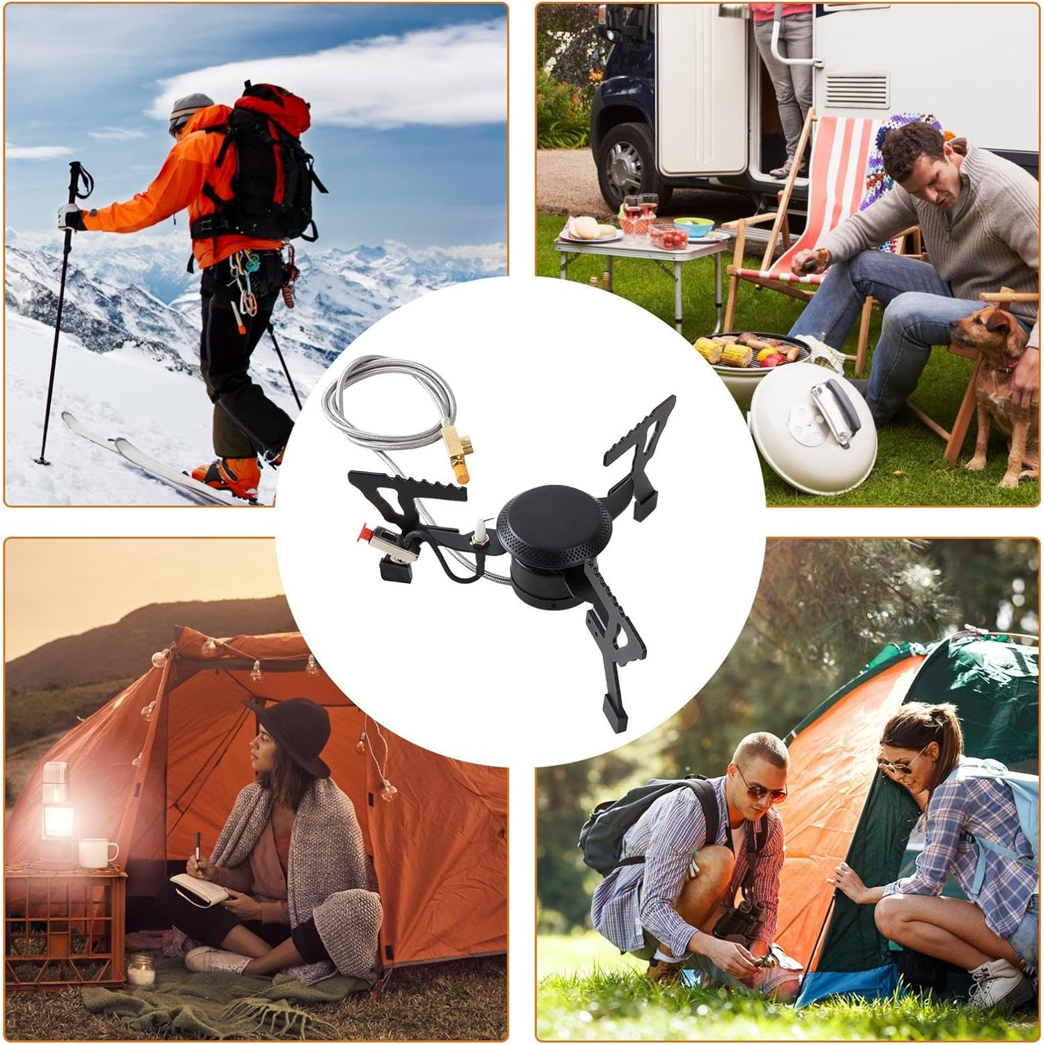 Camping Stove - Foldable Outdoor Stove for Hiking & Trekking | Windproof Folding Stove with Split Burner for Mountaineering Hiking Picnic Outdoor Cooking