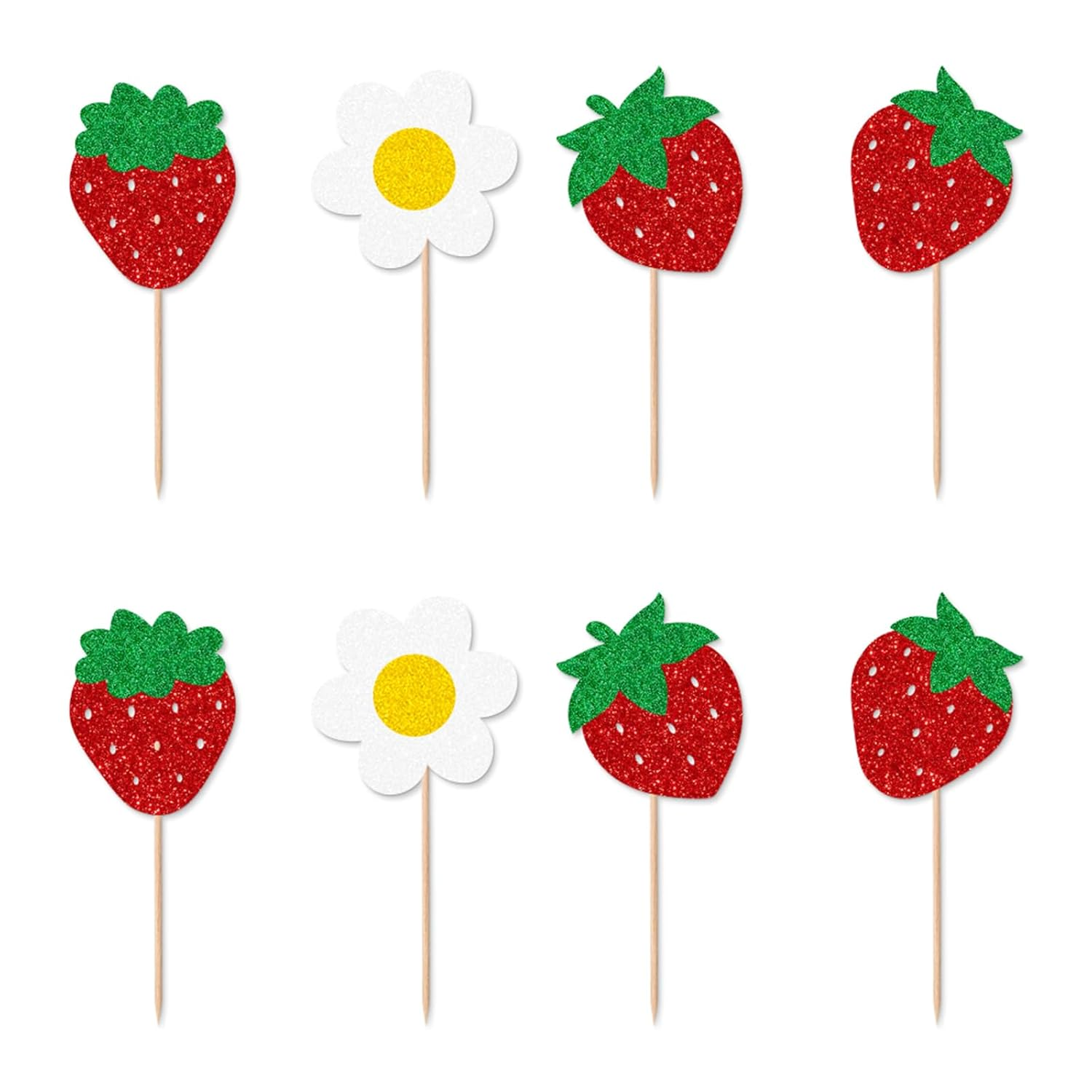 44PCS Strawberry Party Decorations Strawberry Theme Banner Party Kit Birthday Cake Cupcake Toppers Decor for Summer Fruit Themed Party Supplies for Girl Lady Women Birthday image number 5