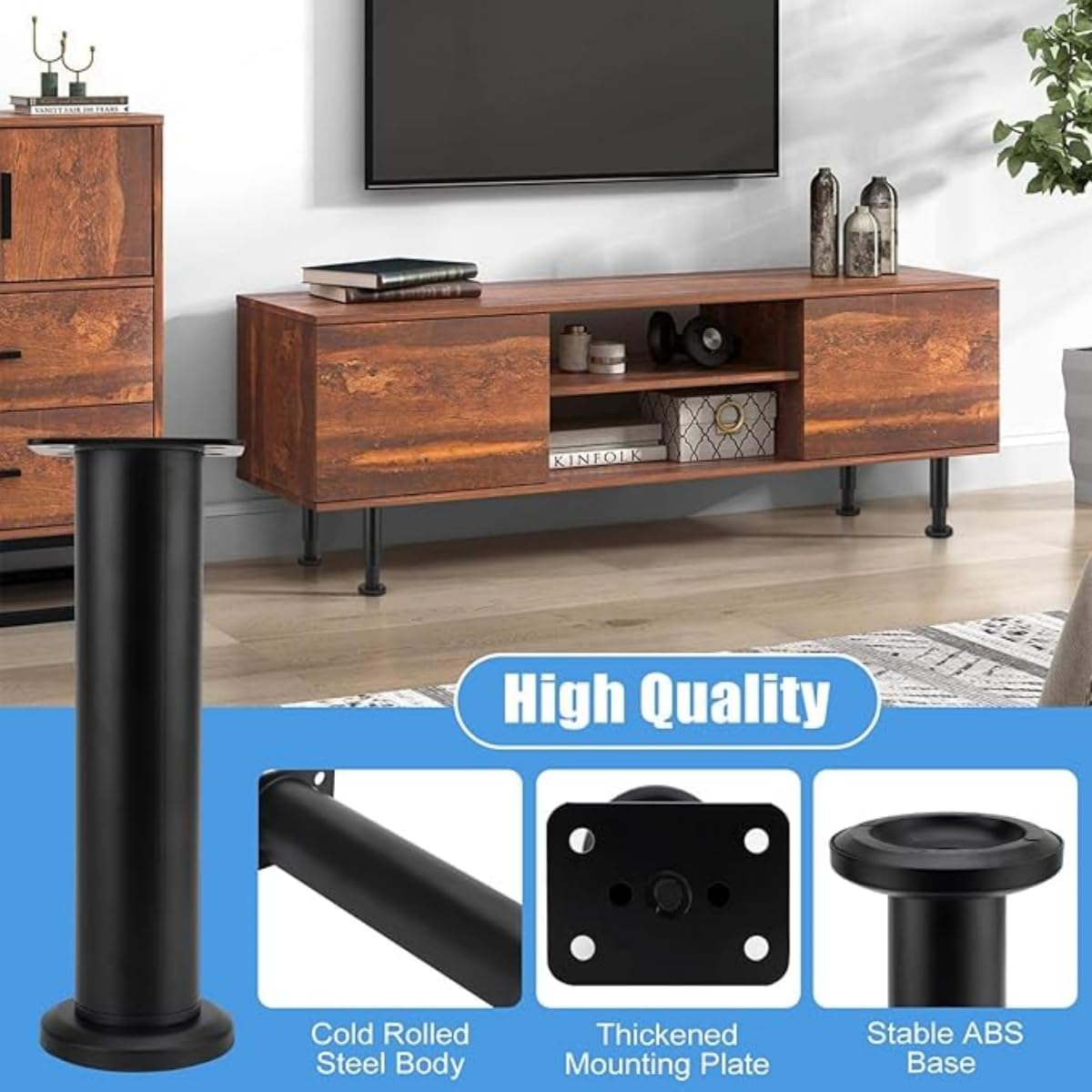 2-Piece Bed Support Legs - Adjustable Metal Furniture Legs 18-30Cm for Bed, Sofa, Cabinet, Couch, Dresser, Table image number 5