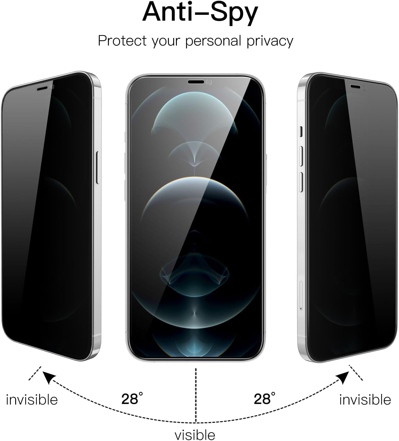 Jetech Privacy Full Coverage Screen Protector for Iphone 12 Pro Max 6.7-Inch, Anti-Spy Tempered Glass Film, Edge to Edge Protection Case-Friendly, 2-Pack image number 3