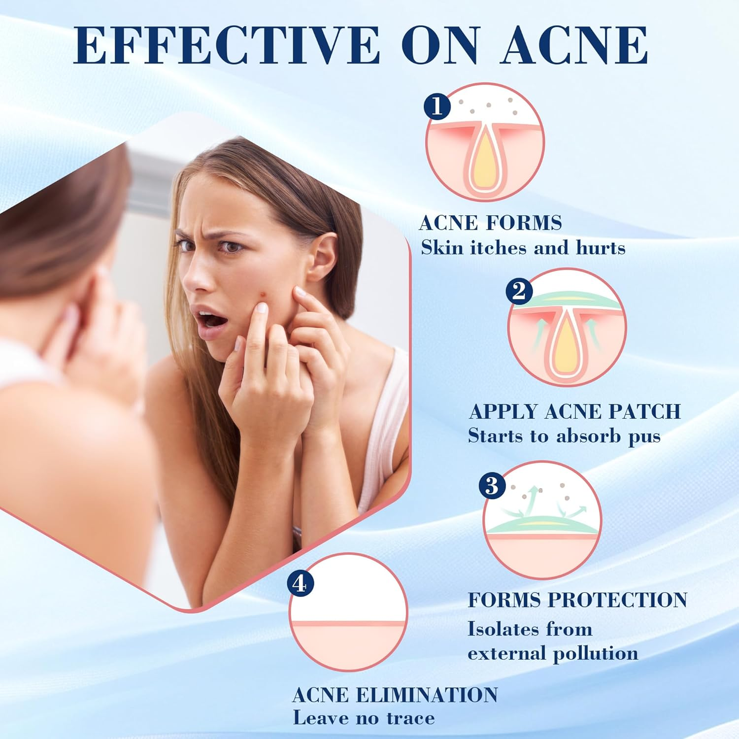 Prowithlin Pimple Patches, Invisible, Fast Absorbing Patch Acne for Day & Night Use, Acne Patch for Skin Care Clearer, Gentle Hydrocolloid Patches Acne, 252 Count, 2 Size（10Mm & 12Mm） image number 6