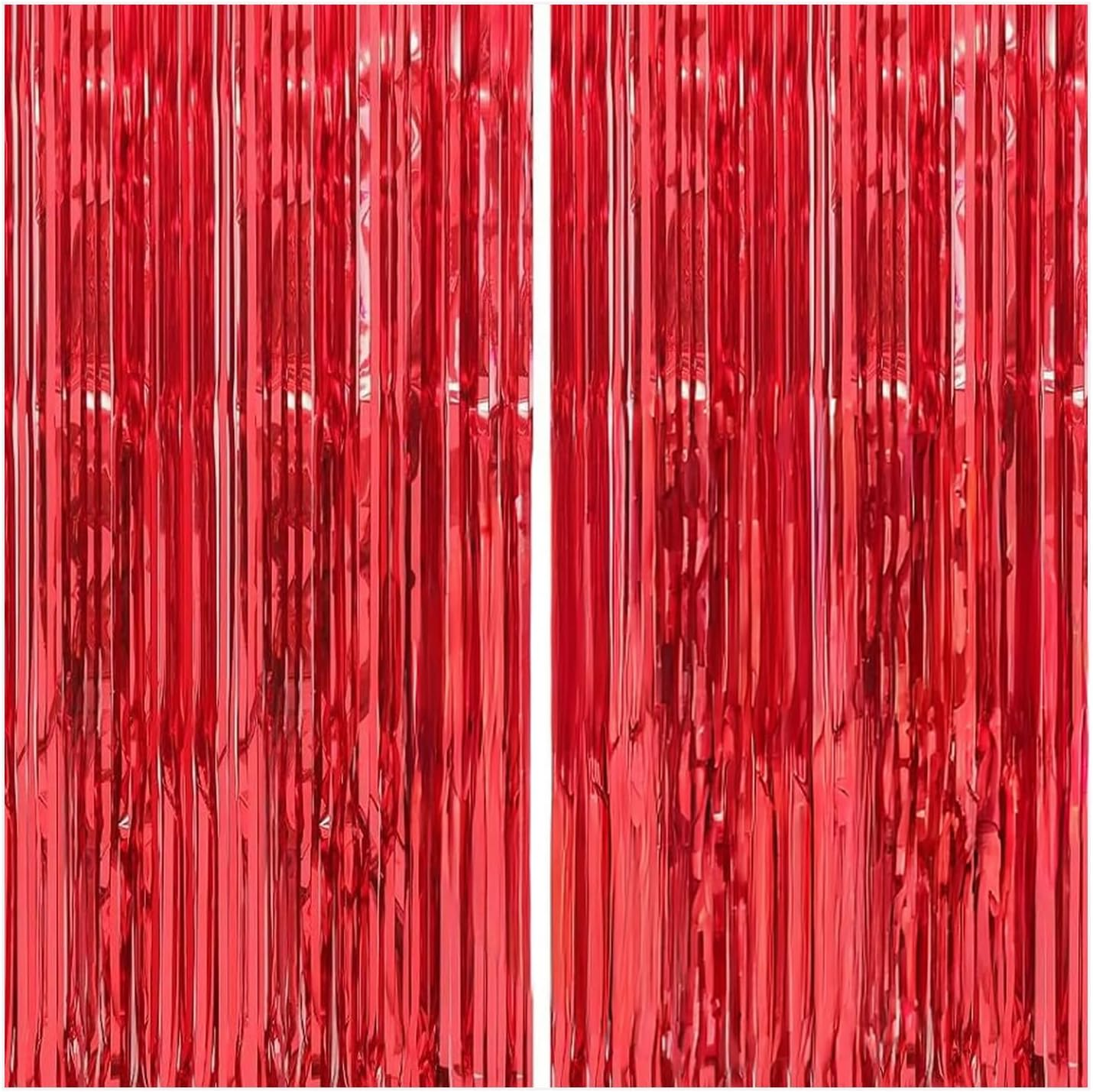 2 Pack Red Streamers Metallic Fringe Tinsel Curtain Backdrop Foil Fringe Birthday New Year Christmas Party Decoration Supplies Easy to Install Compatible with Door or Wall&ndash;Ruibex