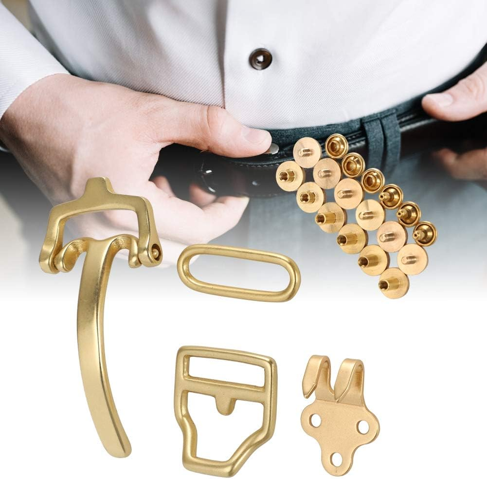 Pure Brass Belt Buckle Set, D-Shaped Polished Brass Buckle for Men and Women, Classic Cavalryman Design, Environmental Protect Wasit Belt Hardware Accessories image number 3