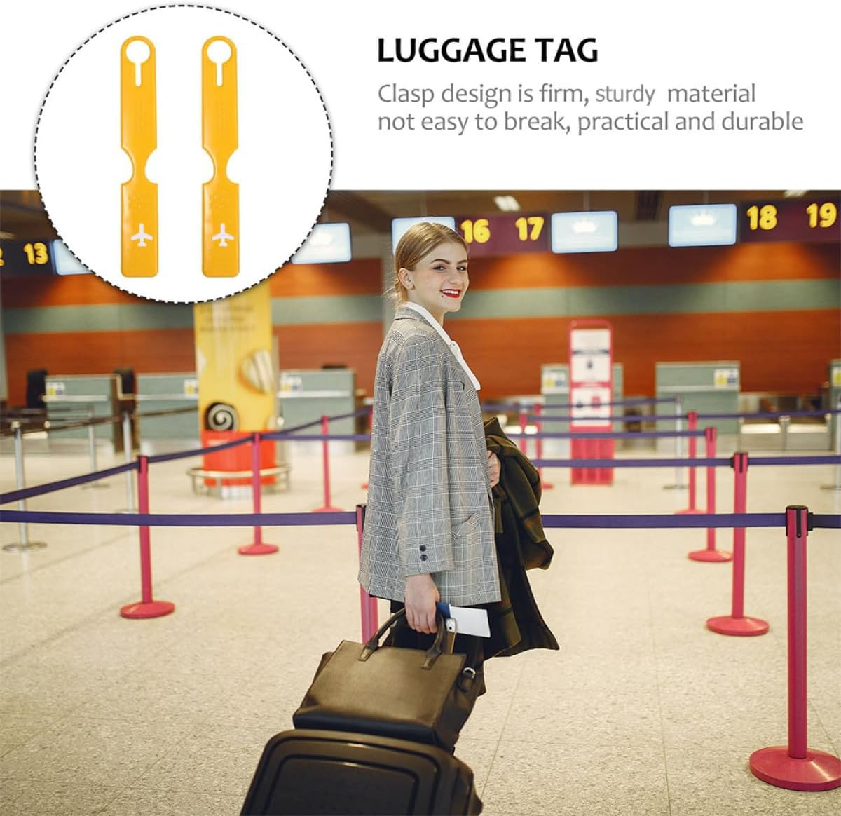 JOINPAYA 2-Pack Yellow Luggage Tags for Suitcases with Durable Plastic Material, Travel Bag Identifier Labels for Women&rsquo;S Baggage, Suitcase Tag Label Set for Easy Baggage Identification image number 4