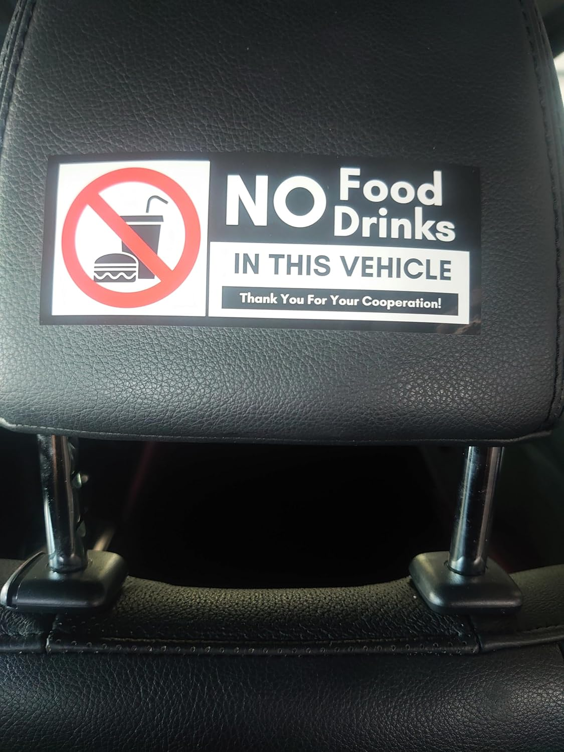 No Food or Drink Allowed Vinyl Sticker Sign, 10 Pack No Food or Drink Allowed in This Vehicle, 2X5In Premium Self Adhesive Vinyl Decal UV Weatherproof Waterproof Warning Signs for Cars and Vehicles image number 2