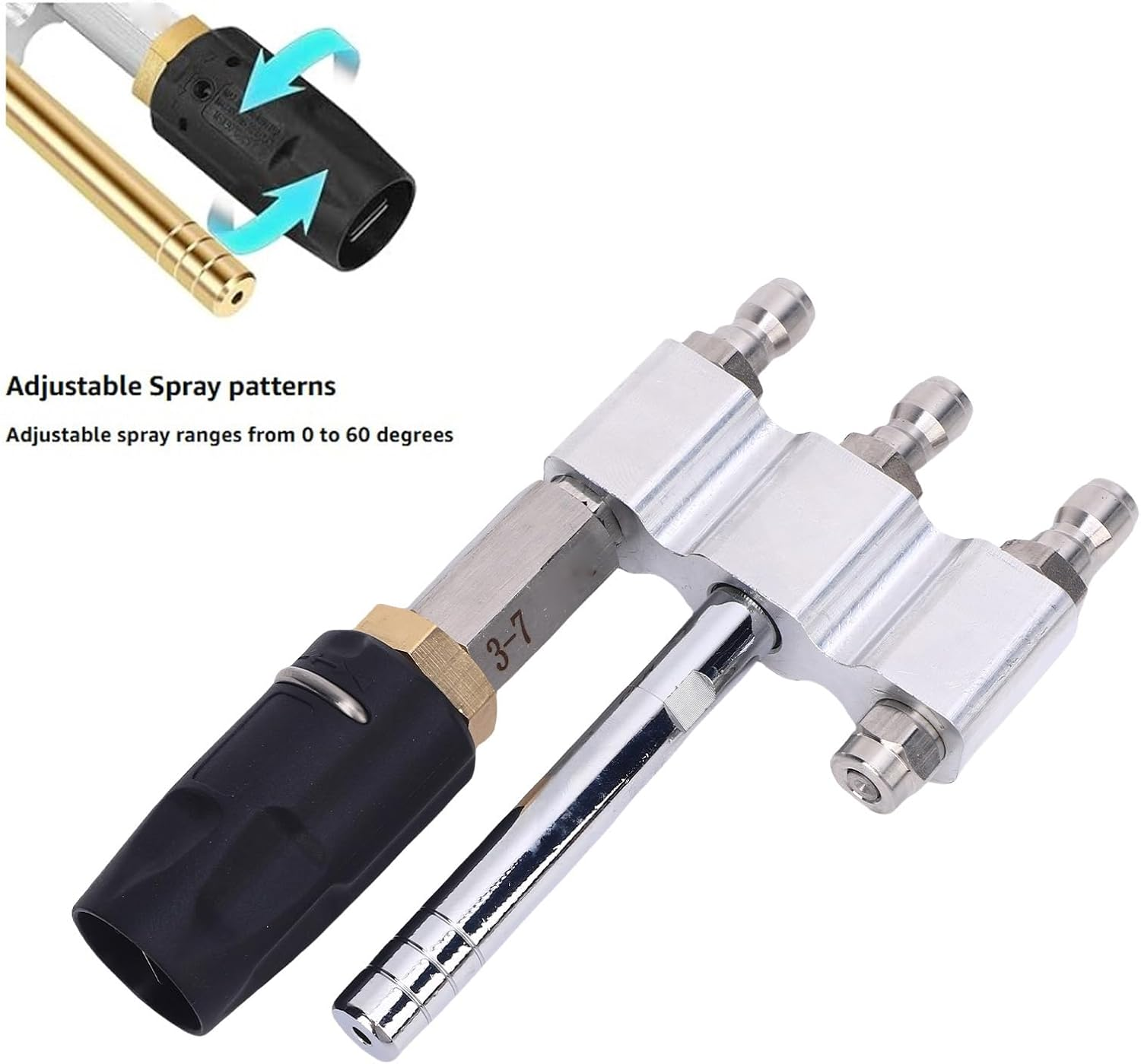 Soft Wash Nozzle Set for 3-7GPM Pressure Washer, Adjustable Downstream Pressure Washer Nozzles with 1/4In Twist Long Reach Soap Tip, 0-60&deg; Spray, for Cleaning High Walls image number 4