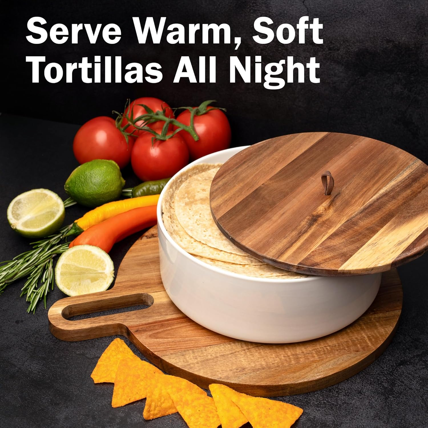 Tortillada - Tortilla Warmer Ceramic with Lid 23.5 Cm, Bread Warmer, Pancake Warmer, Tortilla Holder with Lid - Microwave-Safe image number 5