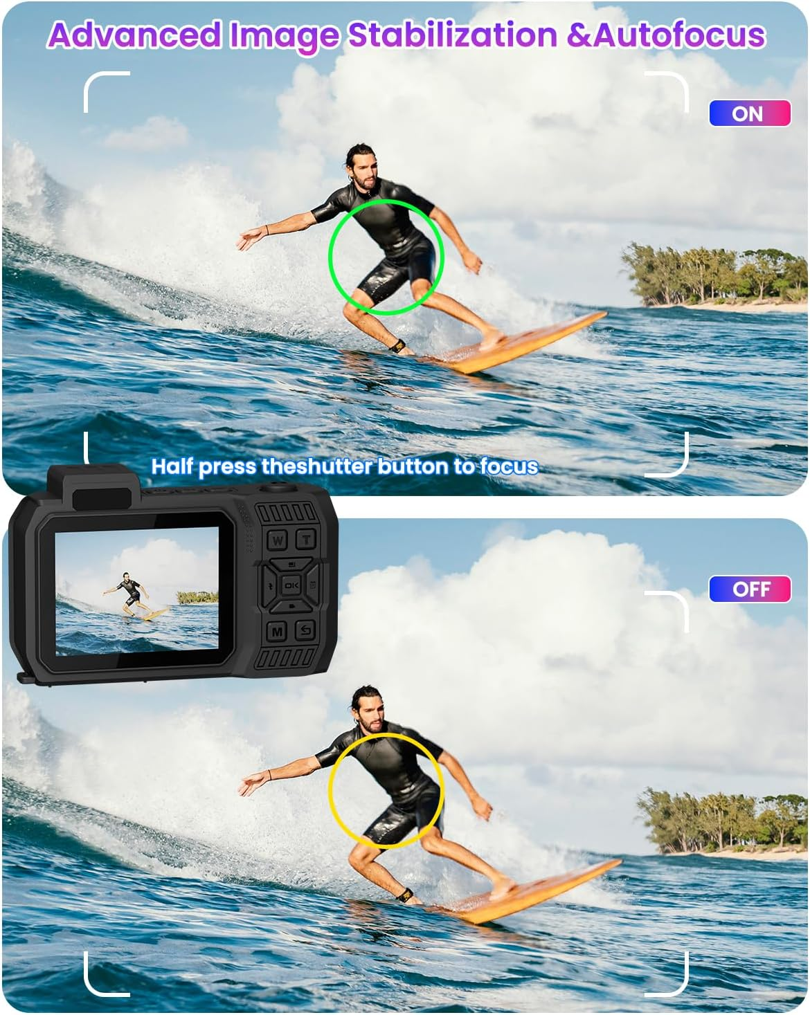 8K 70MP Digital Camera, 33FT Underwater Camera Waterproof Rugged Dustproof Shockproof for Snorkeling Diving, Selfie Dual-Screen Point and Shoot Digital Cameras with 32G Card(Gradient Purple)