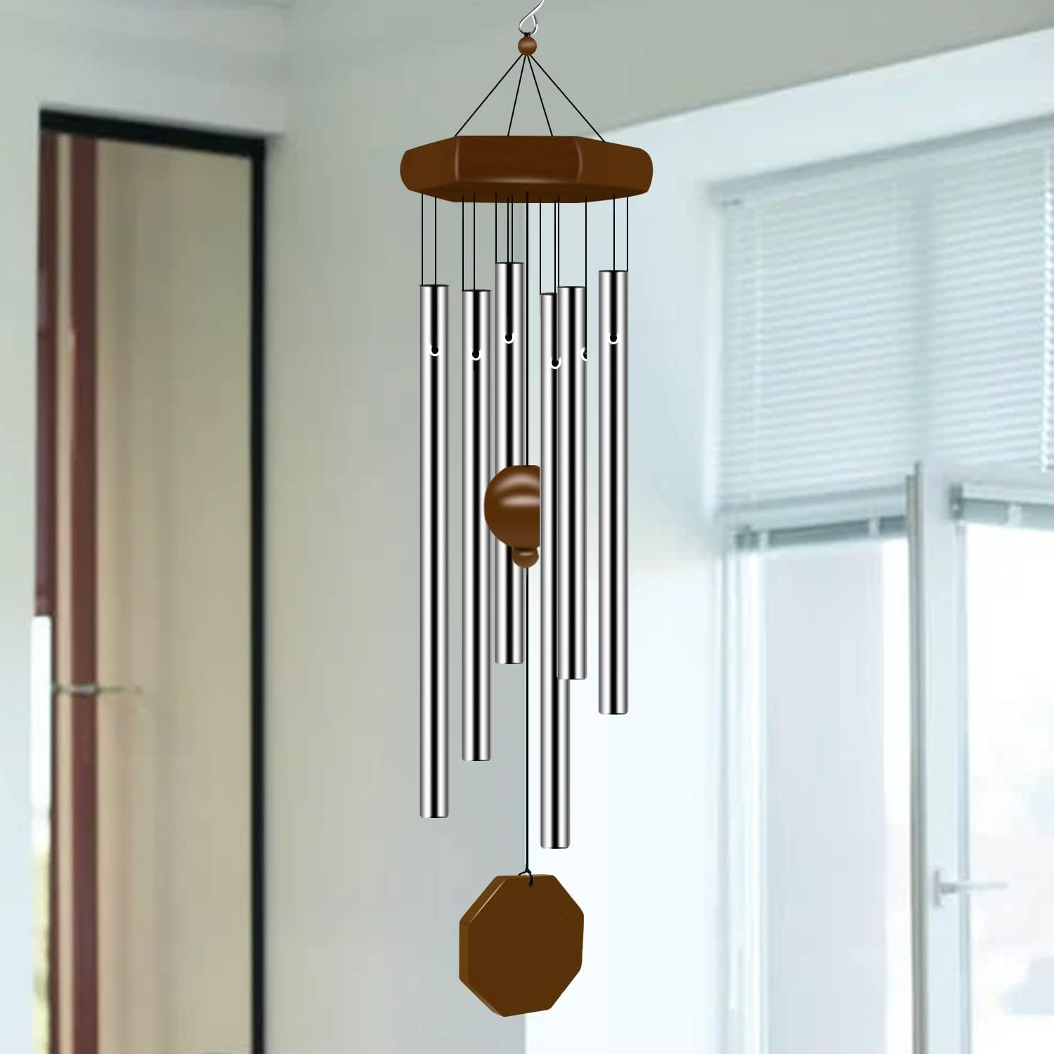 Wind Chimes for Outside, Wind Chimes Outdoor Deep Tone with 6 Tuned Tubes, Memorial Wind Chime for Garden, Patio and Home