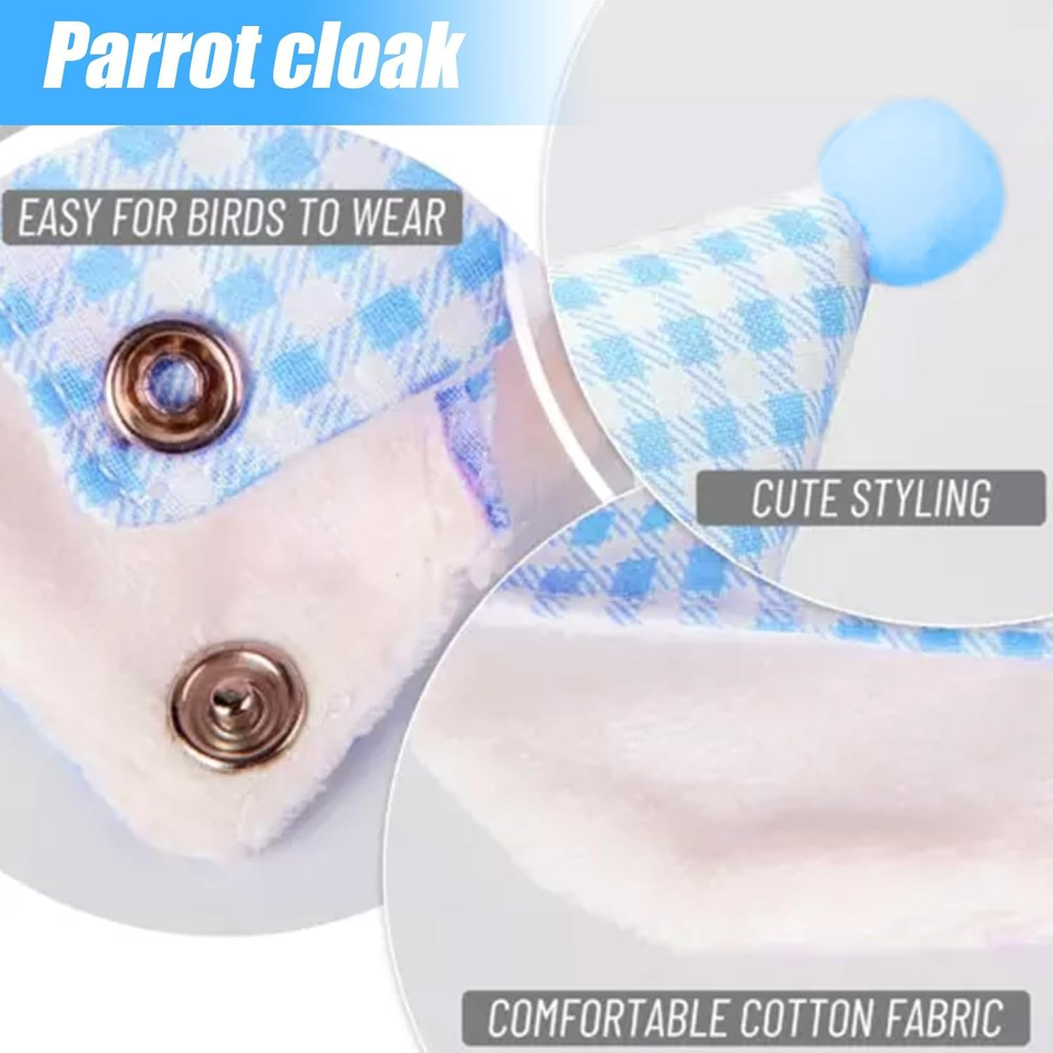 Generisch Bird Clothes for Parrots, Budgies & Small Birds - Blue Polyester Blend Bird Coat/Suit - Small Size - Summer - Water Resistant - Comfortable & Secure - Machine Washable image number 1
