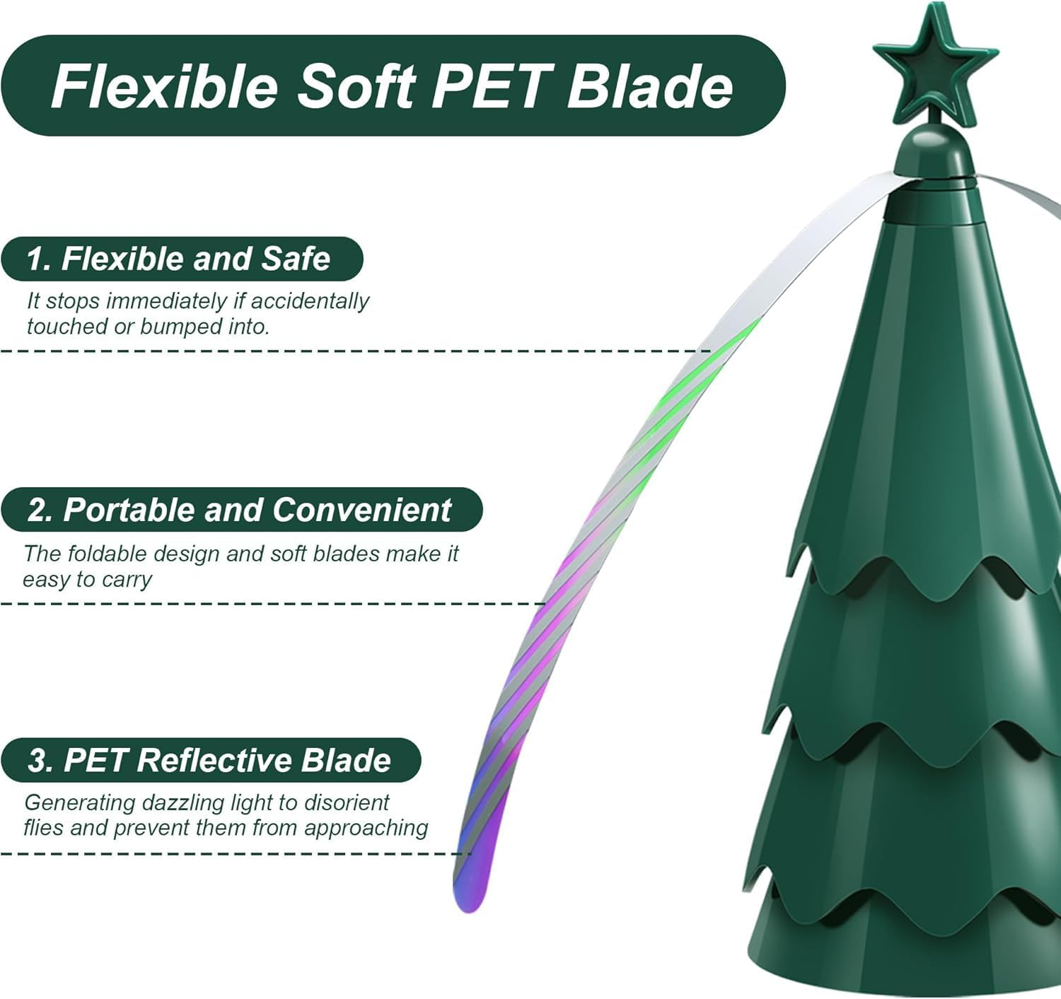 Fans for Tables, Repellent Outdoor Indoor Keep Flies Away, Table Top Fan Fly Spinner with Holographic Blades for Picnic Patio Home (3 Pack) image number 5