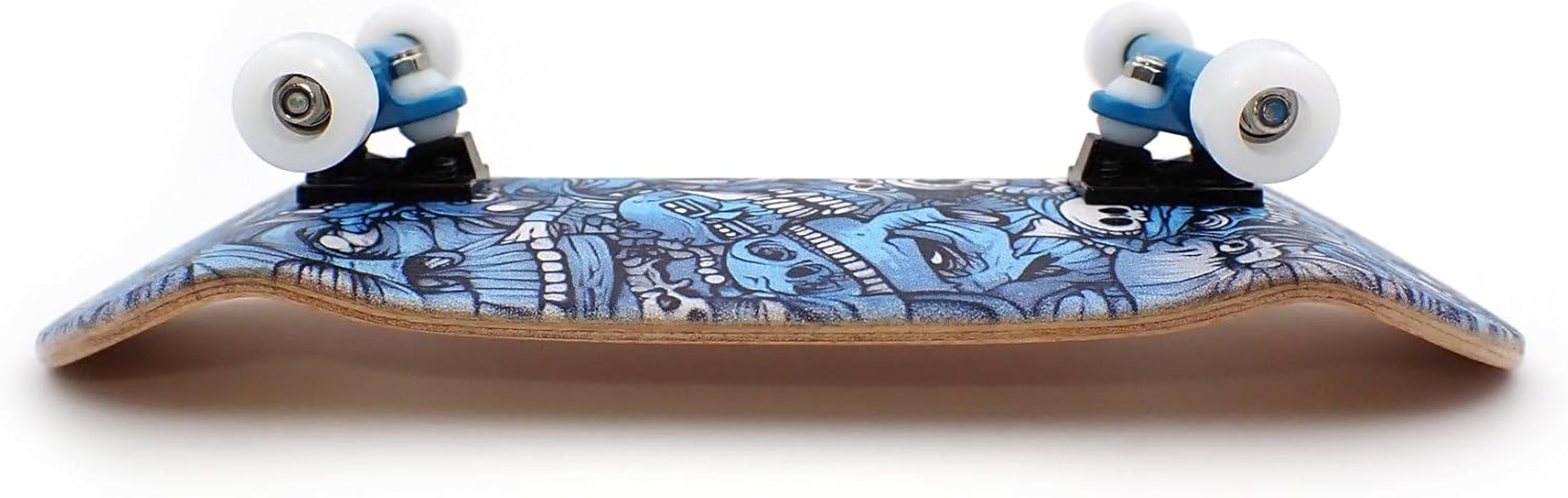 SPITBOARDS 36 X 96 Mm Wood Fingerboard Complete Set-Up, Pre Assembled, 5-Layers Wood, Pro Trucks with Lock Nuts, CNC Bearing Wheels, Real Wear Graphics, Lasered Foam Grip Tape, Blue Mummy Skulls - Alien Mushrooms image number 7