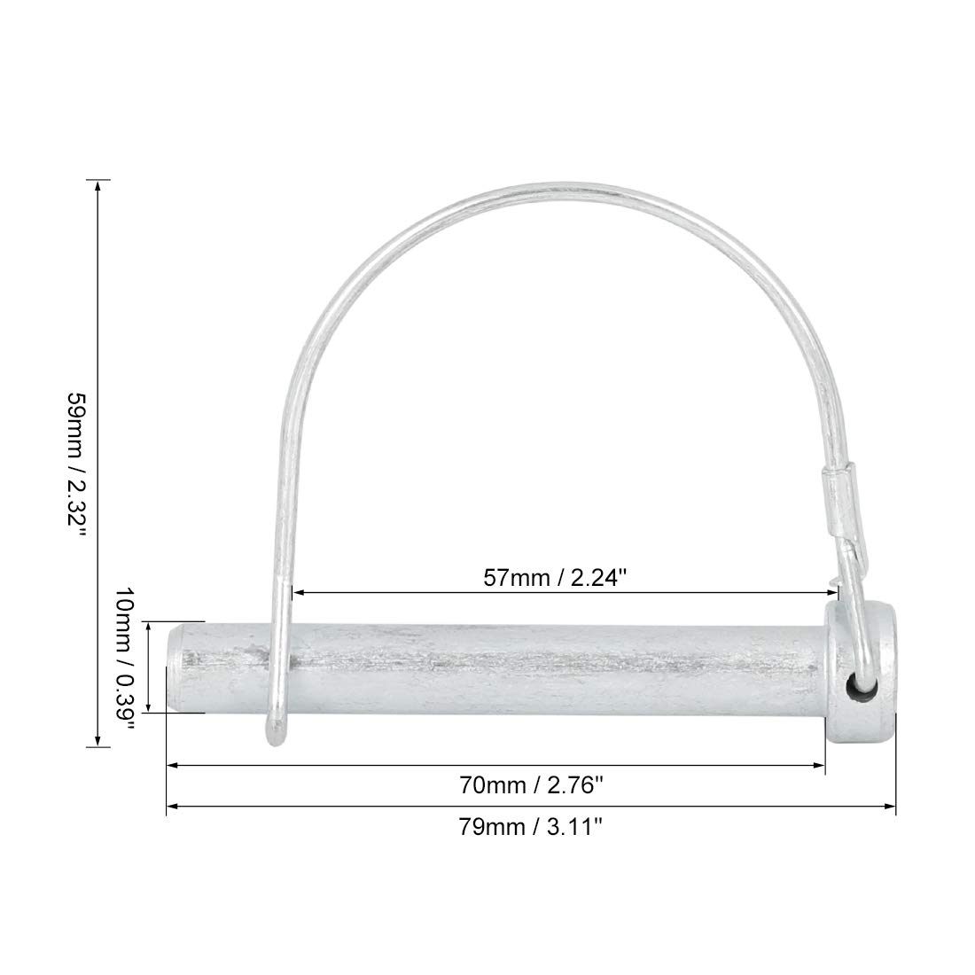 X AUTOHAUX 4Pcs 2.76" X 0.39" 70 X 10Mm Arch D Shape Trailer Shaft Locking Pin Safety Coupler Pin for Car Boat Metal