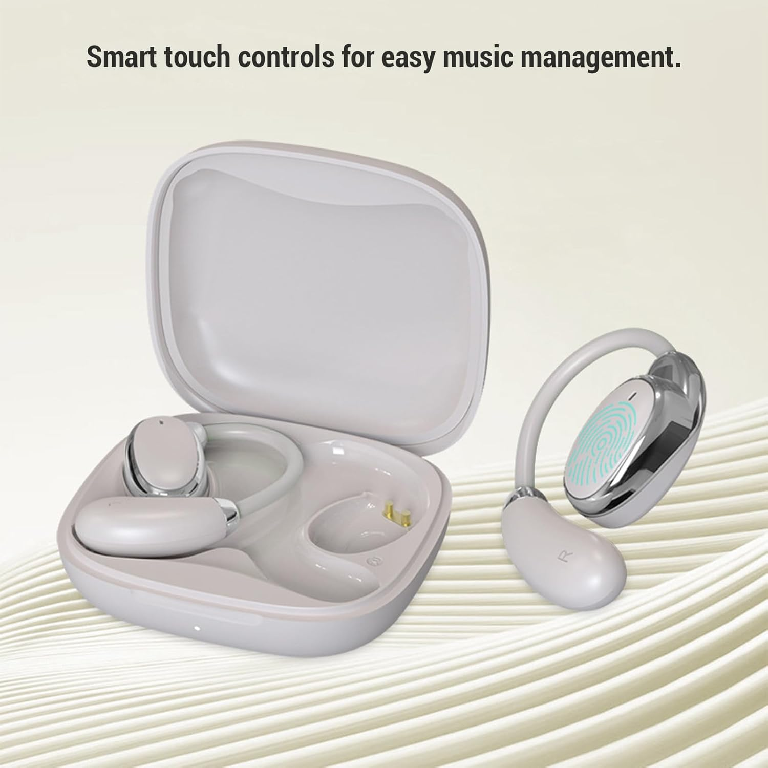 Luocute AI Wireless Stereo Translation Earbuds for Business Translate Travel with 150 Languages, Touch Control Online Simultaneous 5.4 Language Translator Earbuds Ear Hook image number 3