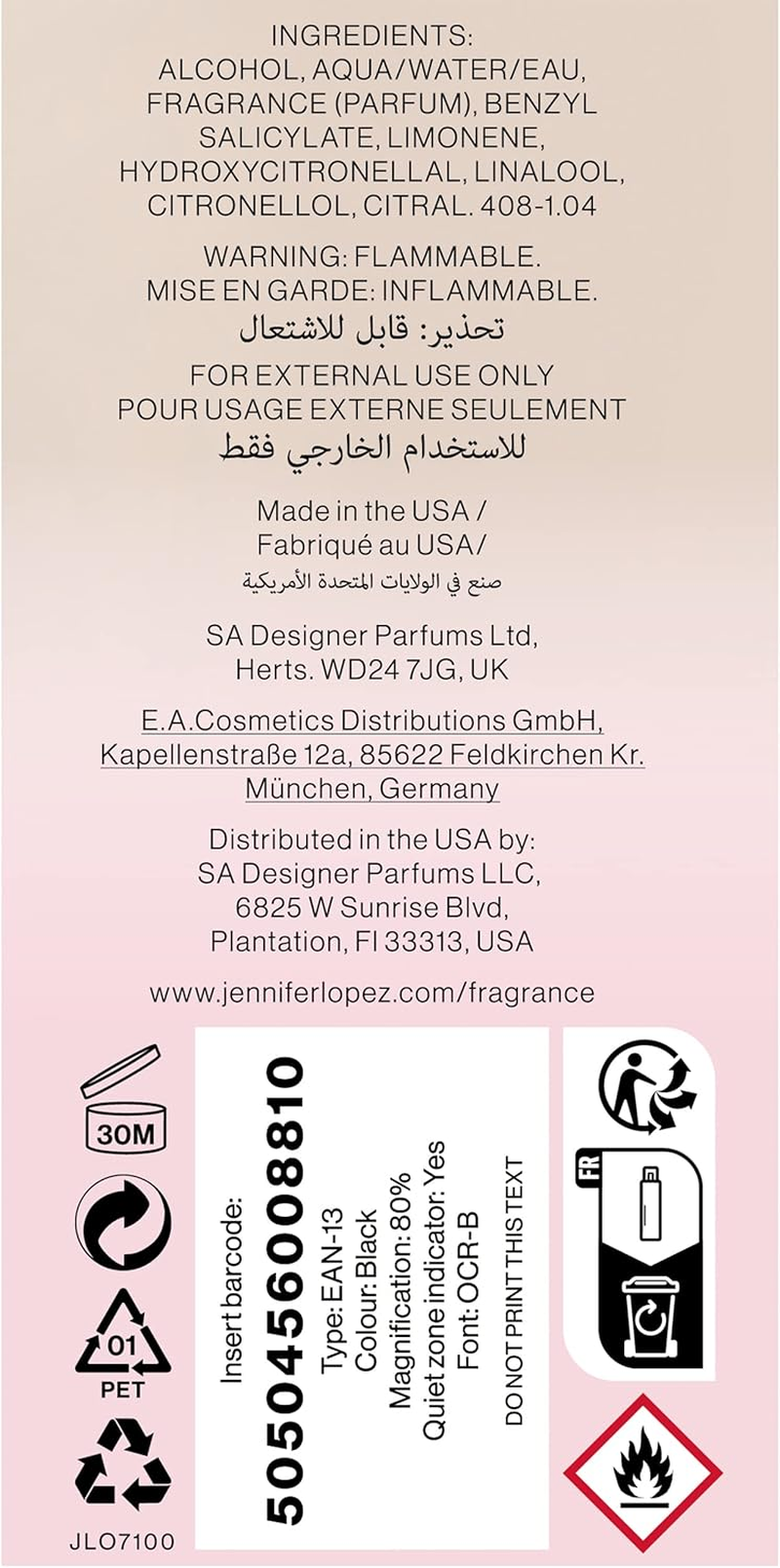 Jennifer Lopez Jlust Body Mist, 240 Ml image number 1