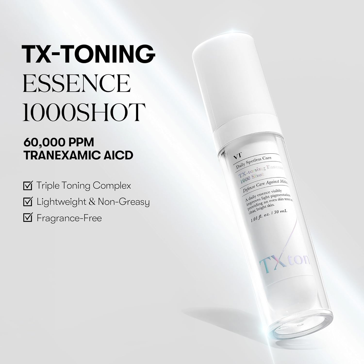 VT COSMETICS TX Toning Essence 1000 Shot, Tranexamic Acid Serum with Niacinamide, Glutathione for Radiant Glass Skin Face, Dark Spots, Sensitive Skin Care, Korean Skincare, Fragrance-Free image number 4