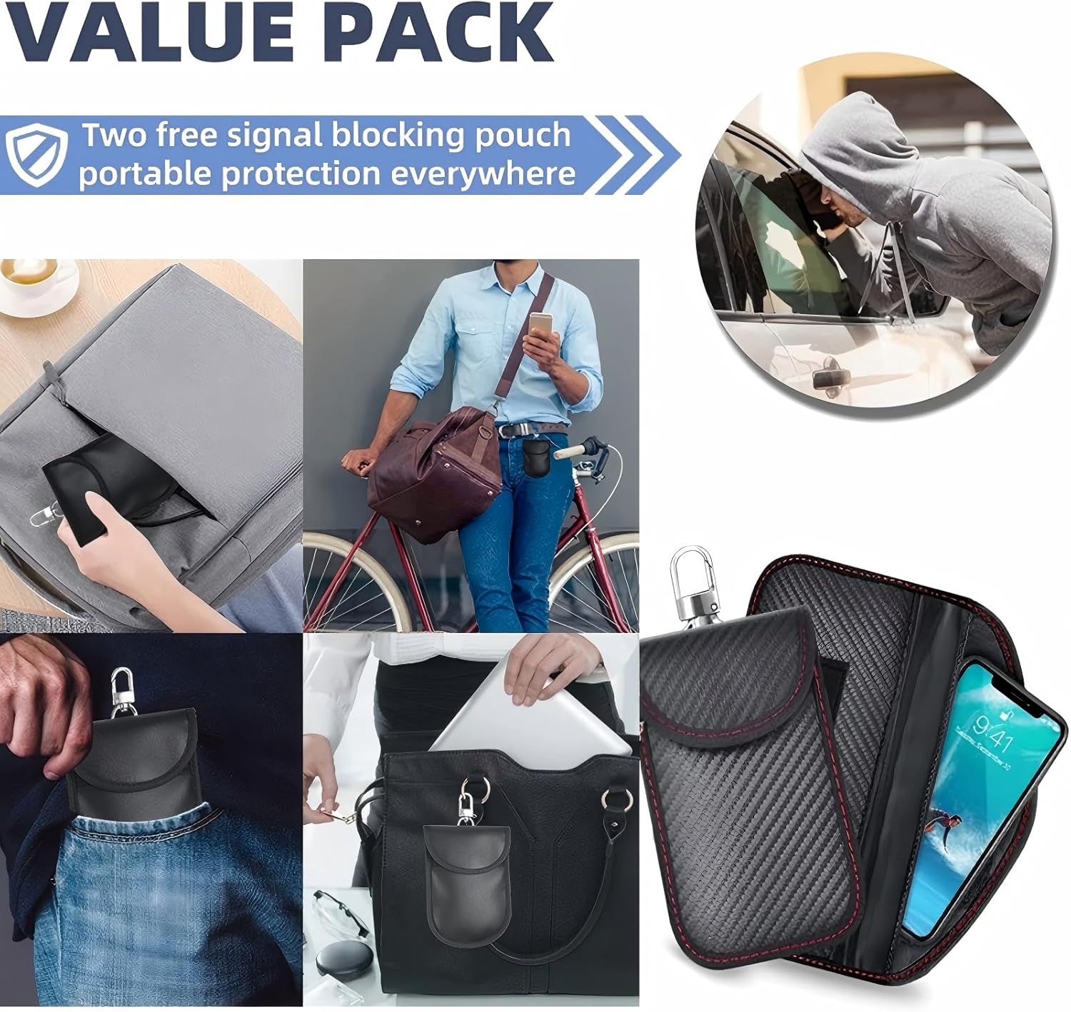 Faraday Box, with Faraday Bags Car Key Signal Blocker Box, plus 2 Pack Faraday Pouch, Mobile Phone, Key Fob Protector, Key Fob Cage Block Signal Anti-Theft Fob Case,Rfid Signal Blocking (Extra Large) image number 6