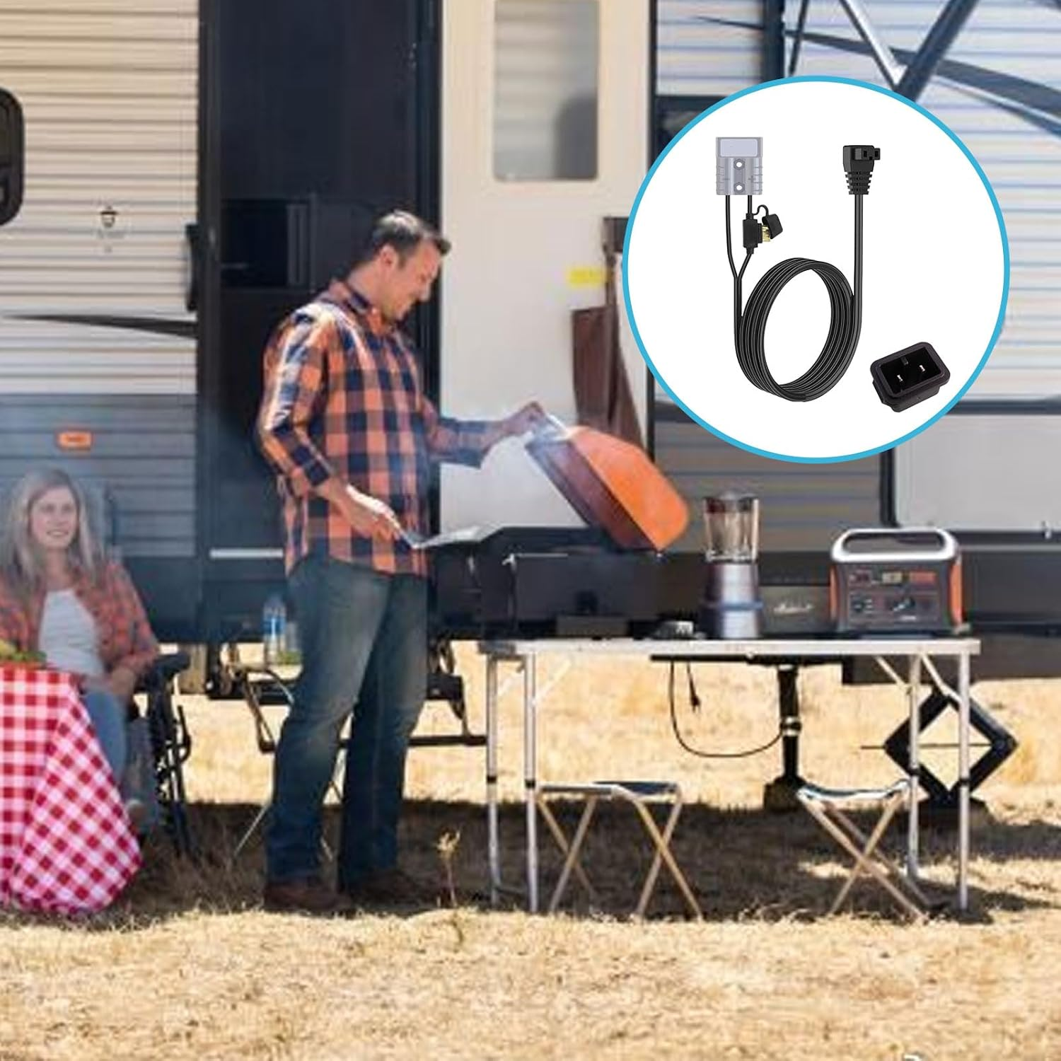 MAEZOE Anderson Plug 50A to Power Cable &ndash; Heavy Duty RV Shore Power Inlet Cord for 12V Fridge, Freezers, Portable Coolers &ndash; High Current, Fire-Resistant, Secure Connection