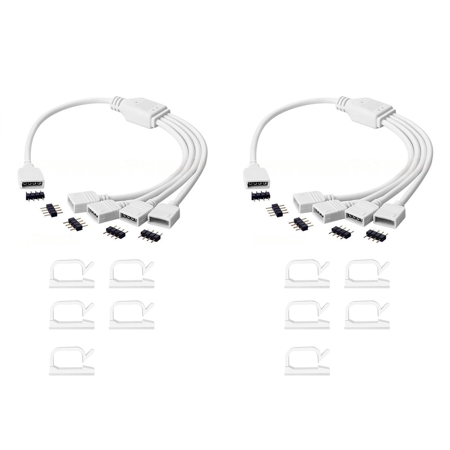 Clearhill 2 Packs (1To3) 4 - Pin RGB LED Strip Light Splitter and Extension Cable - Compatible with 5050/3528 RGB LED Strips, Durable PVC Insulation, 30Cm Length image number 2