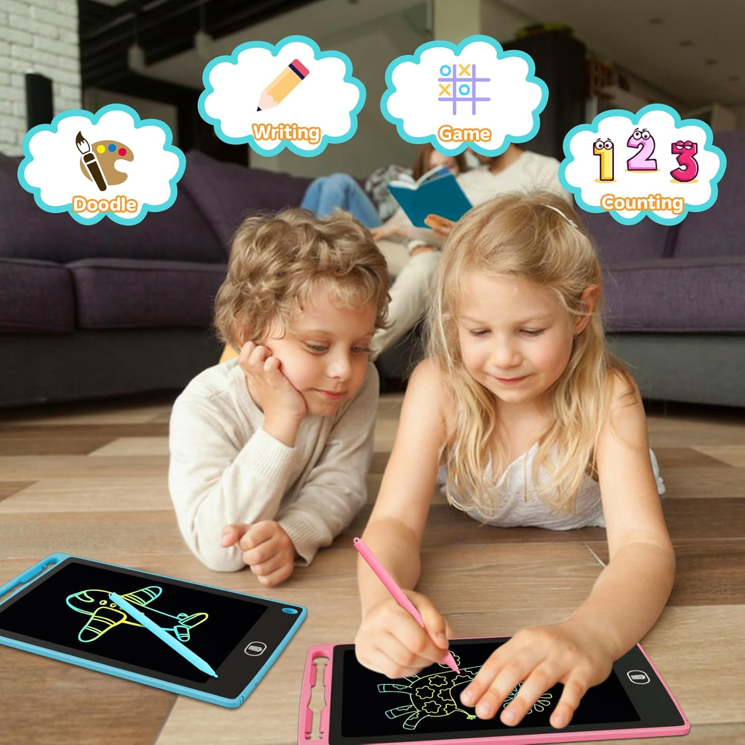 3-Pack LCD Writing Tablet for Kids 8.5 Inch, Colorful Doodle Board Drawing Pad Set, Erasable Electronic Educational Toys for Girls Boys Ages 3-8, Travel-Friendly with Lock Function & Stylus Pens image number 1