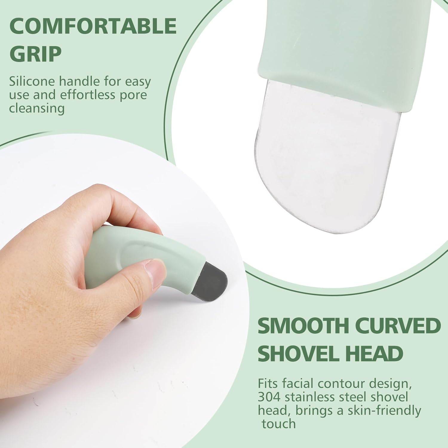 2 Pack Blackhead Remover Tool Set - Stainless Steel Pore Cleaner with Silicone Handle for Deep Cleansing, Gentle Nose Blackhead Extractor - Skin Care Tools for Men & Women (Beige & Green) image number 2