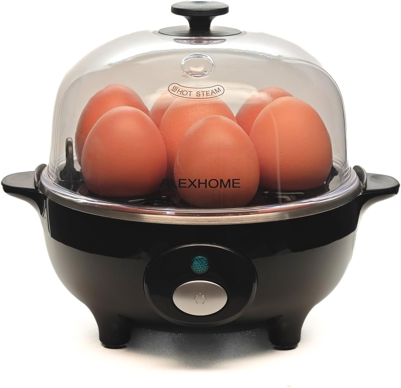 ALEX HOME Rapid Egg Cooker, 7 Capacity, Soft Medium Hard Boiled Eggs, Poacher & Omelet Maker, Auto Shut-Off & Buzzer, Easy Clean &ndash; Black image number 2