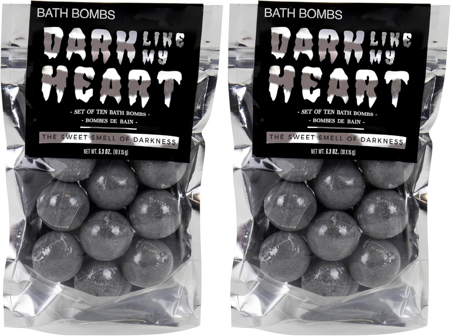 Gift Republic Dark like My Heart Bath Bombs 10 Pack, Charcoal Infused, Re-Sealable Bag, Black Bath Soak, Relaxing Mood Booster, Unique Pamper Set, Vegan Friendly