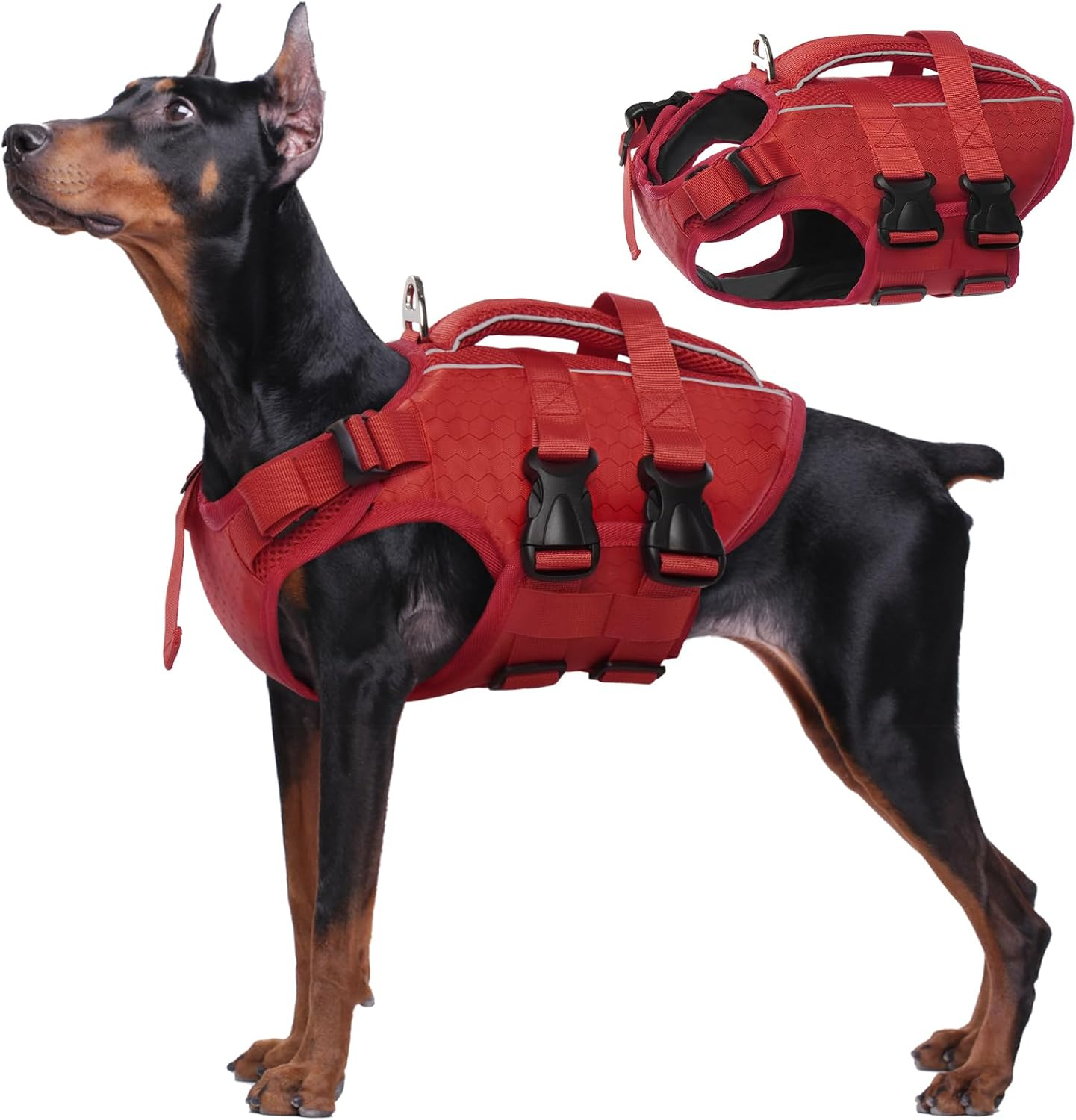 Kuoser Dog Life Jacket High Flotation, Reflective Dog Life Vest for Swimming Boating, Adjustable Small Medium Large Dog Lifejacket, Lightweight Dog Life Preserver Rescue Handle Spring Summer Pool image number 1